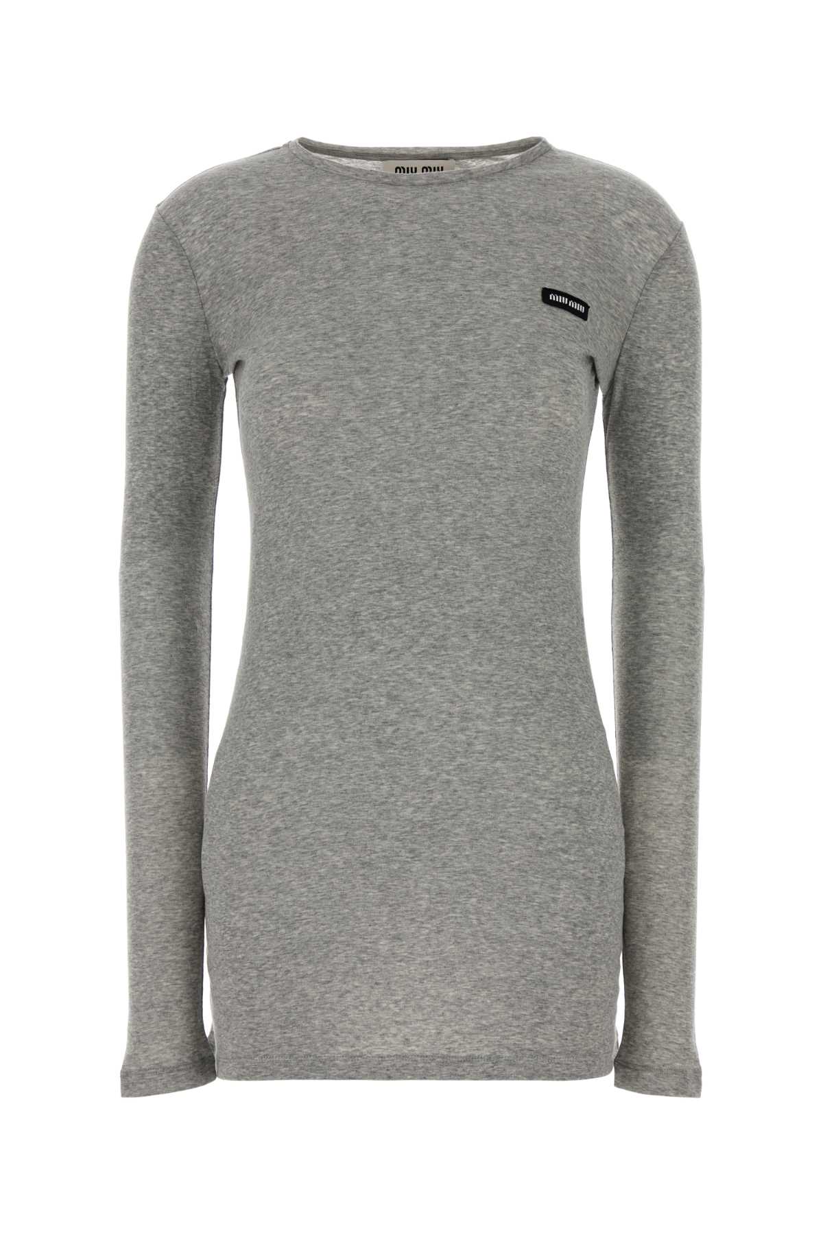 Miu Miu Women Grey Cotton Mini Dress MIU MIU
