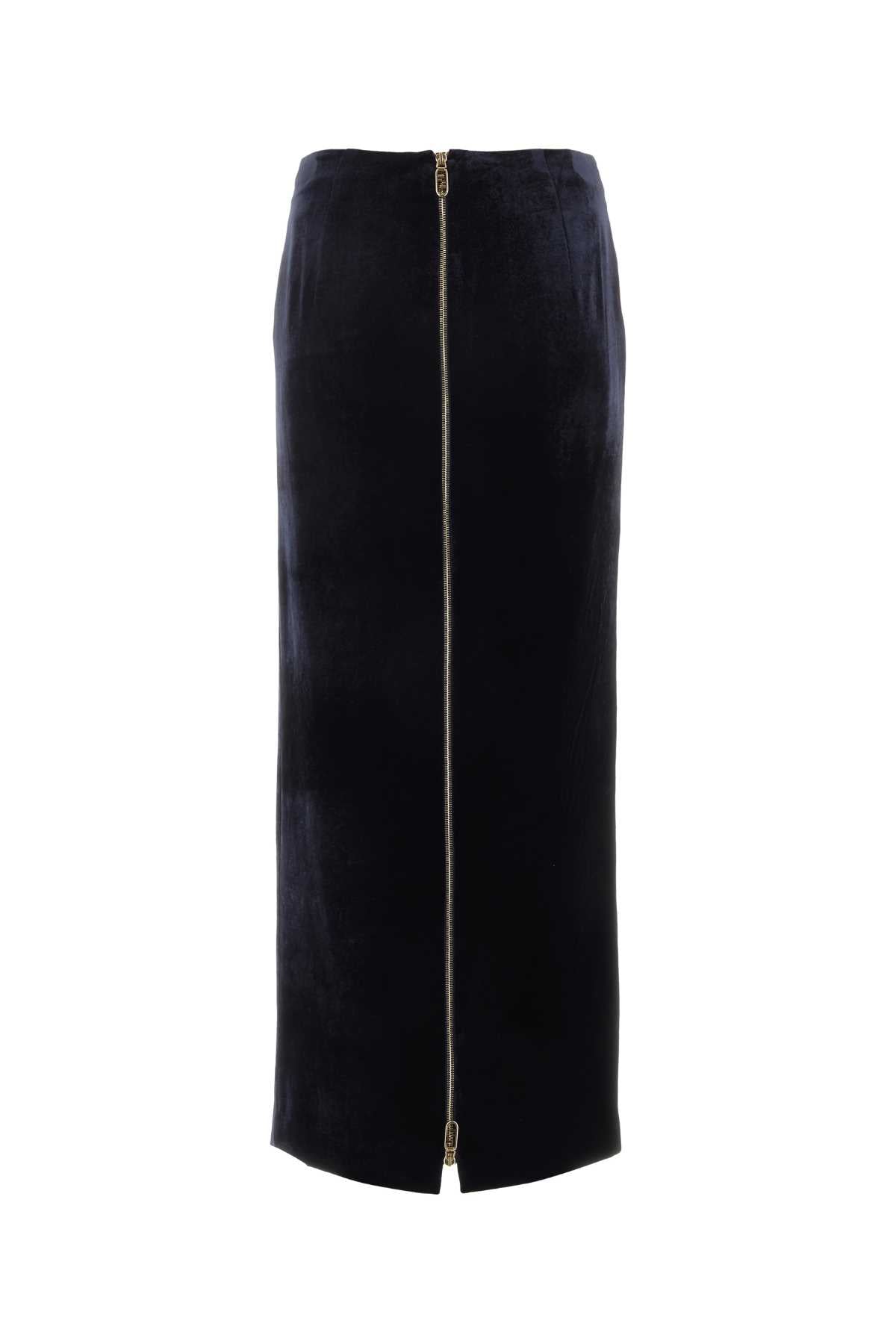 Fendi Women Midnight Blue Velvet Skirt FENDI