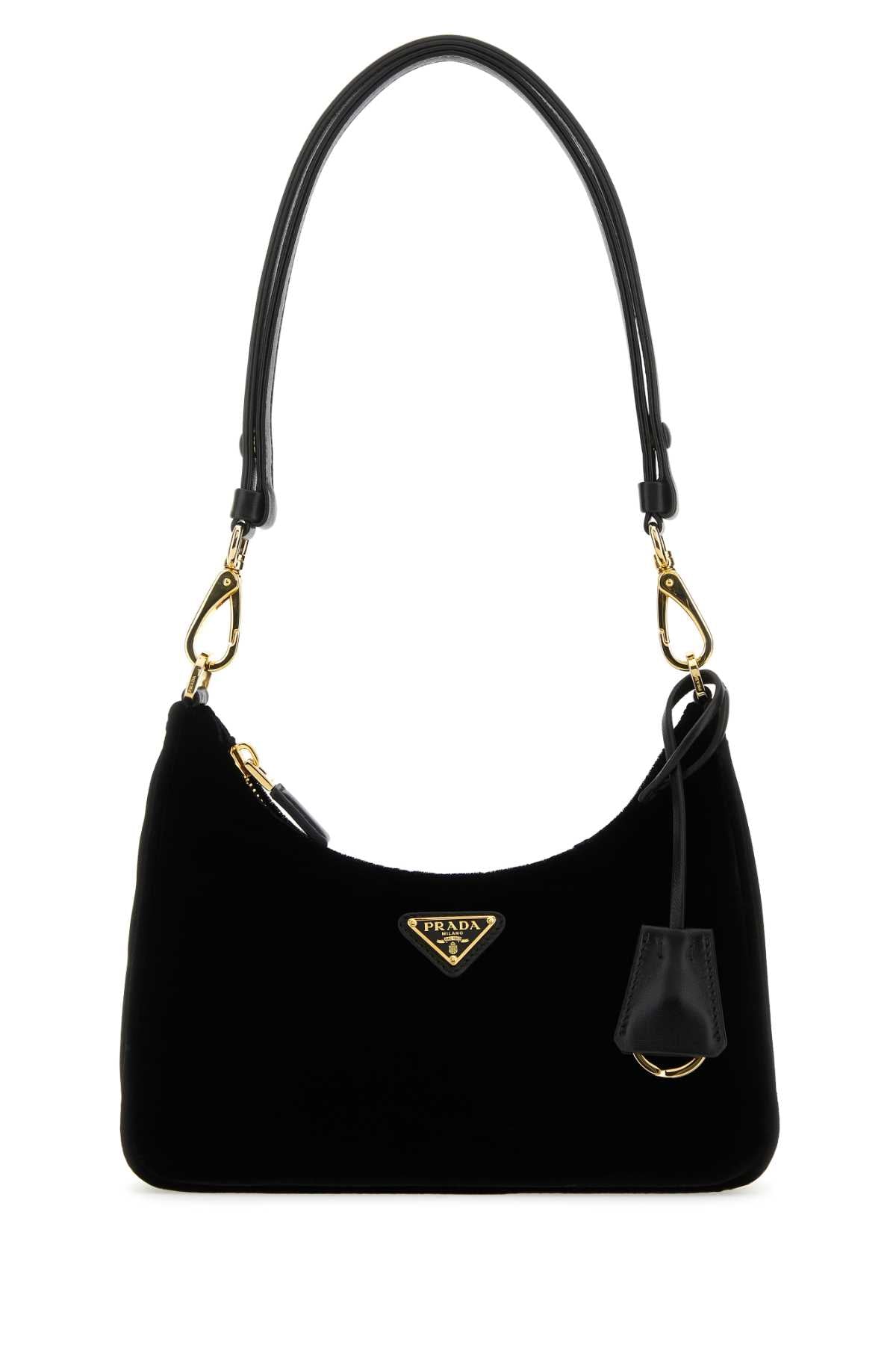 Prada Women Black Velvet Mini Prada Re-Edition Shoulder Bag PRADA