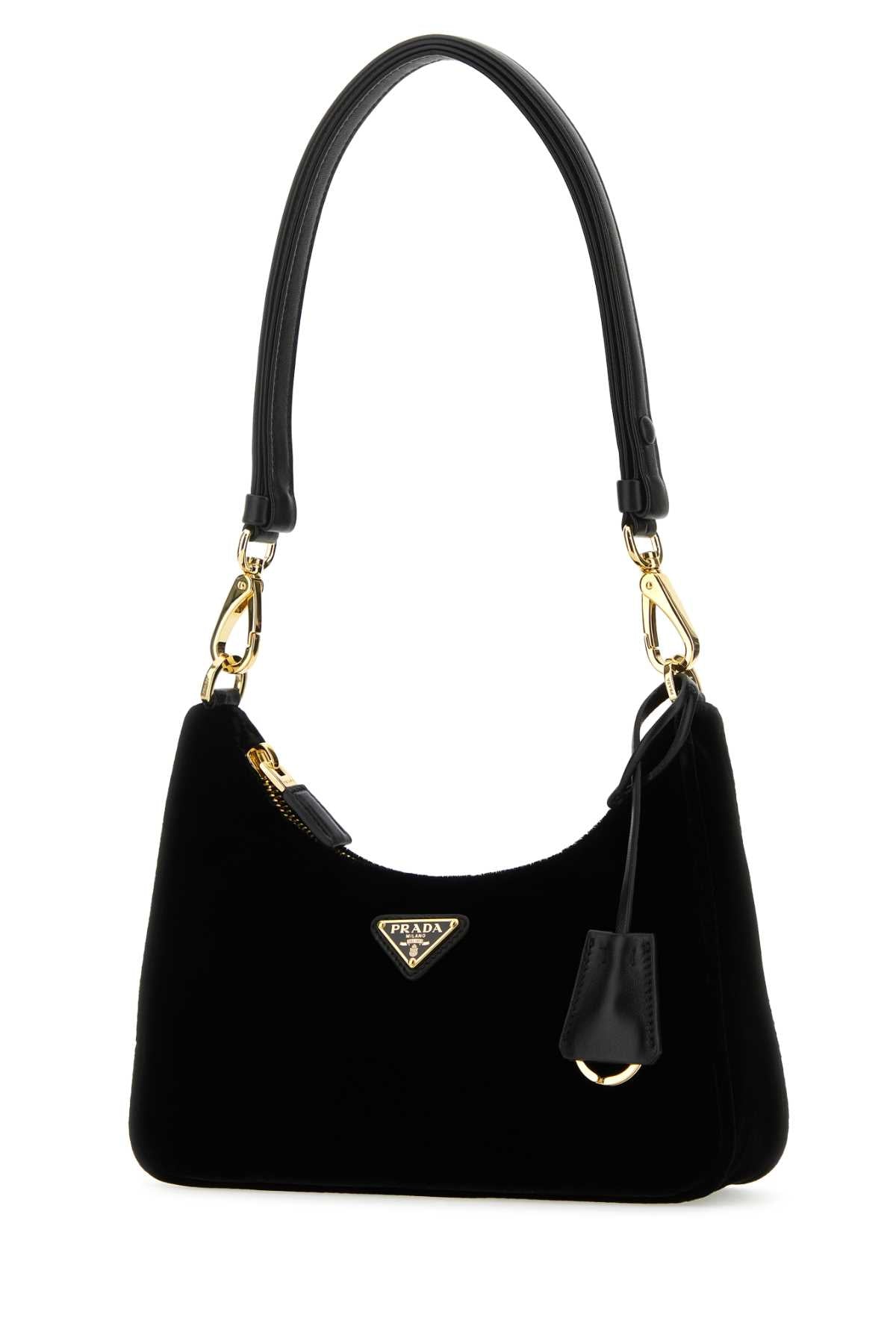 Prada Women Black Velvet Mini Prada Re-Edition Shoulder Bag PRADA