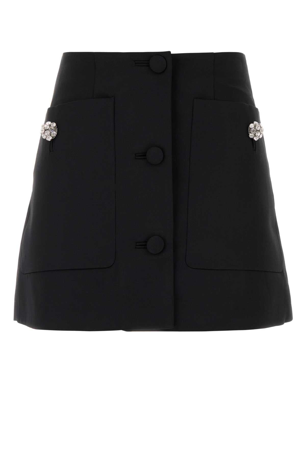 Prada Women Black Wool Mini Skirt PRADA