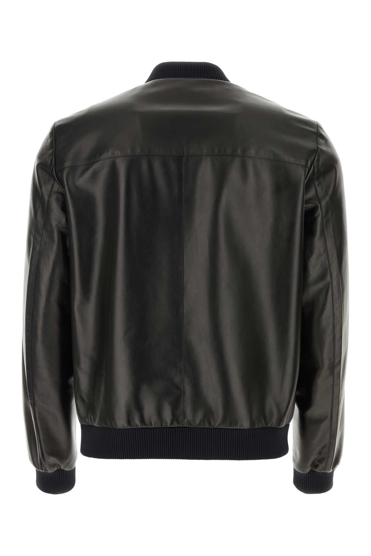 Prada Men Black Nappa Leather Reversible Bomber Jacket PRADA