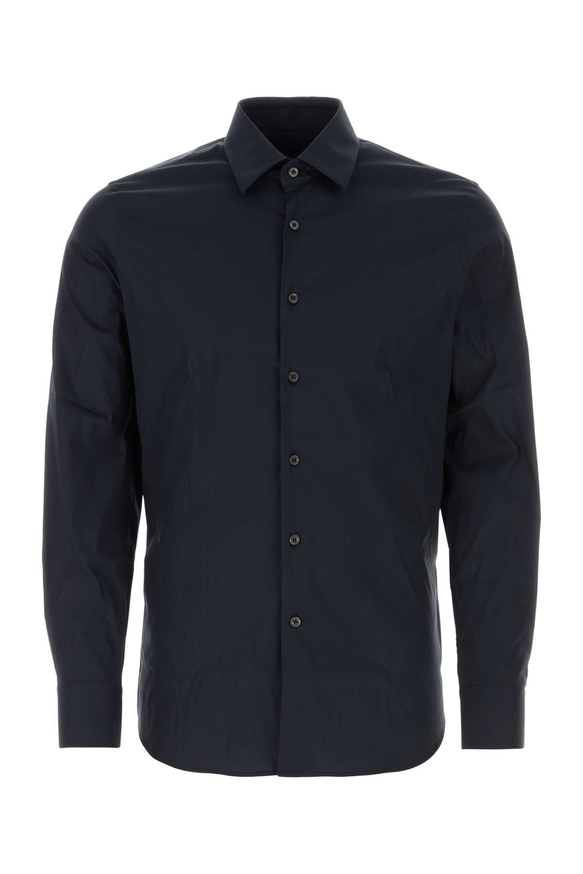 Prada Men Blue Stretch Poplin Shirt PRADA