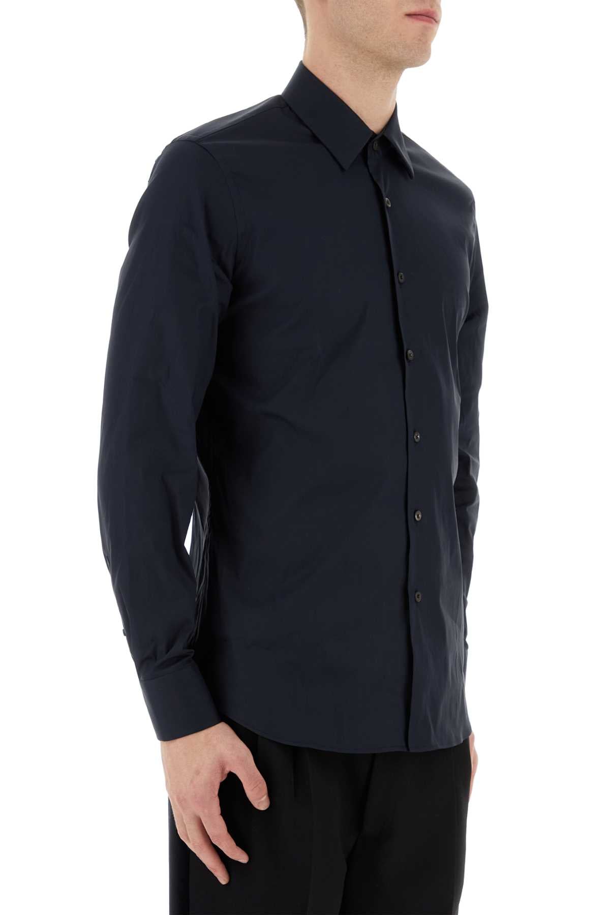 Prada Men Blue Stretch Poplin Shirt PRADA