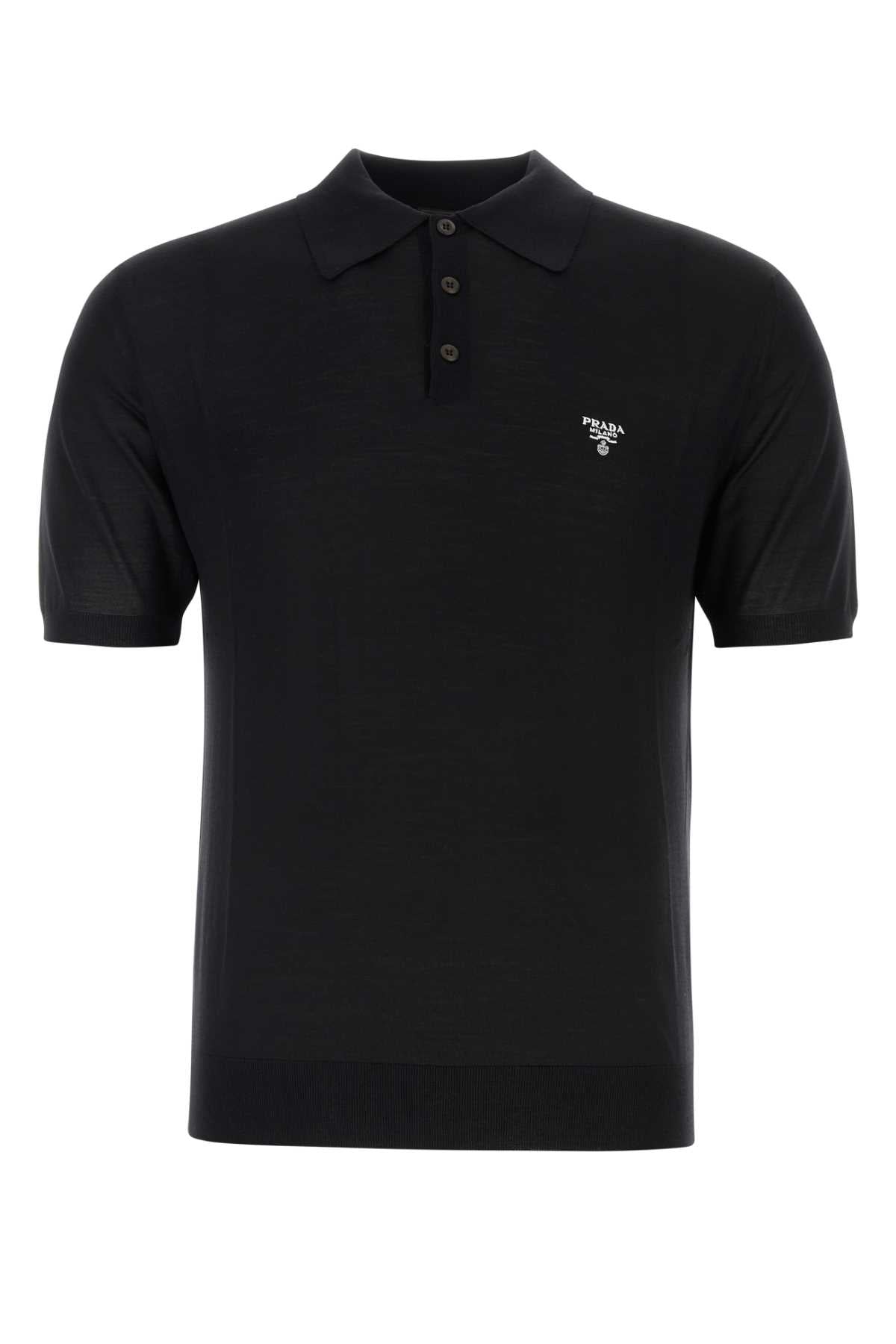 Prada Men Black Wool Polo Shirt PRADA