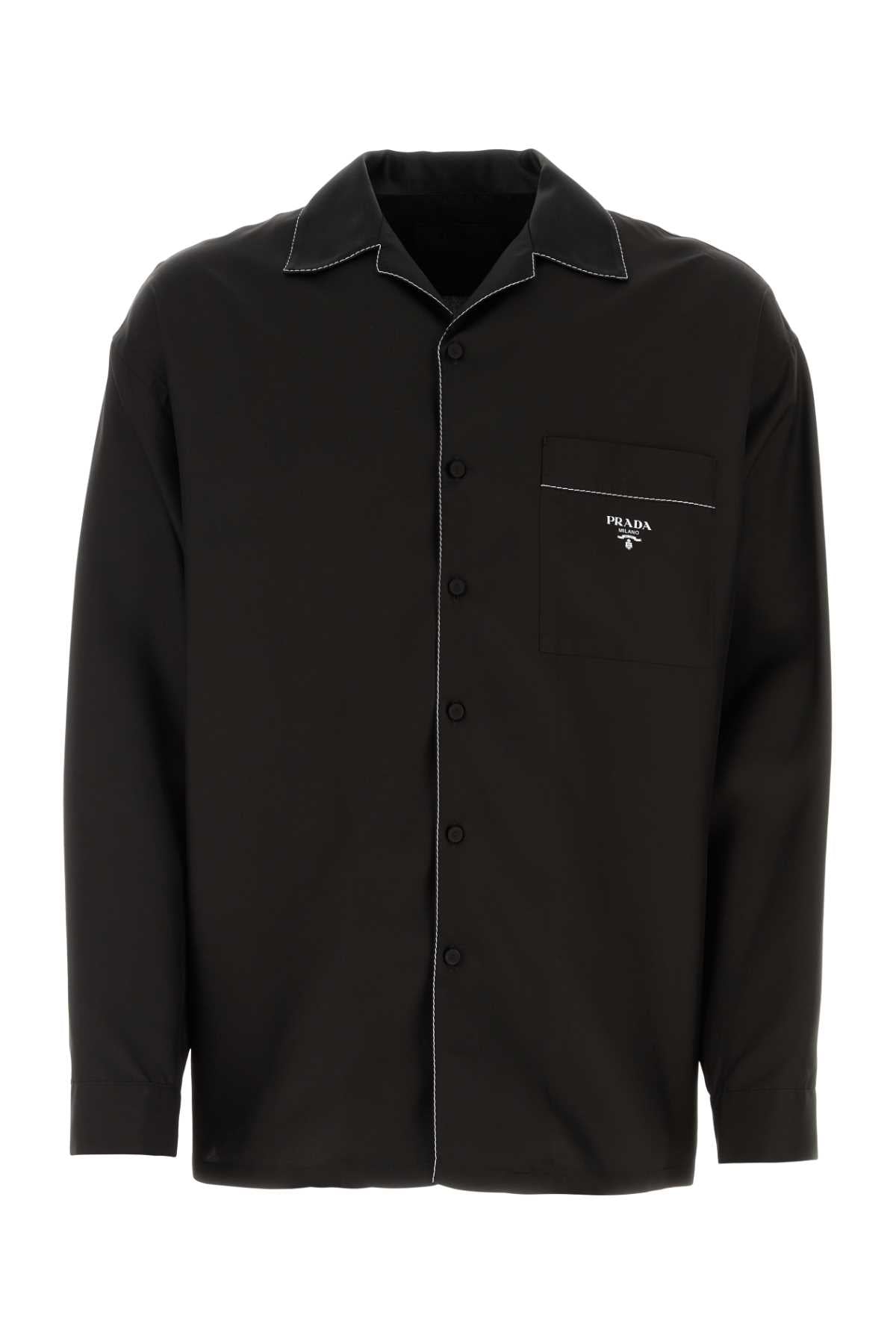 Prada Men Black Silk Shirt PRADA
