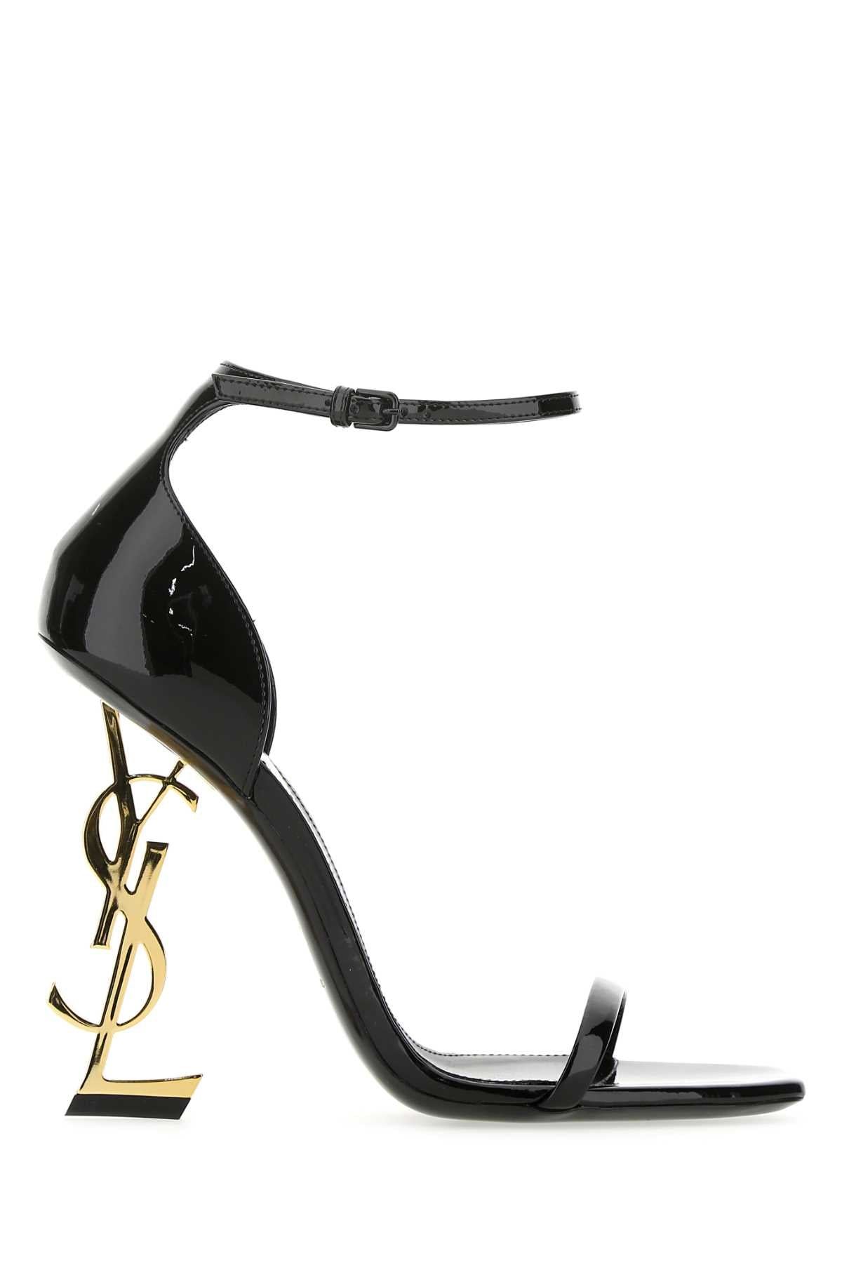 Saint Laurent Women Black Leather Opyum 110 Sandals SAINT LAURENT