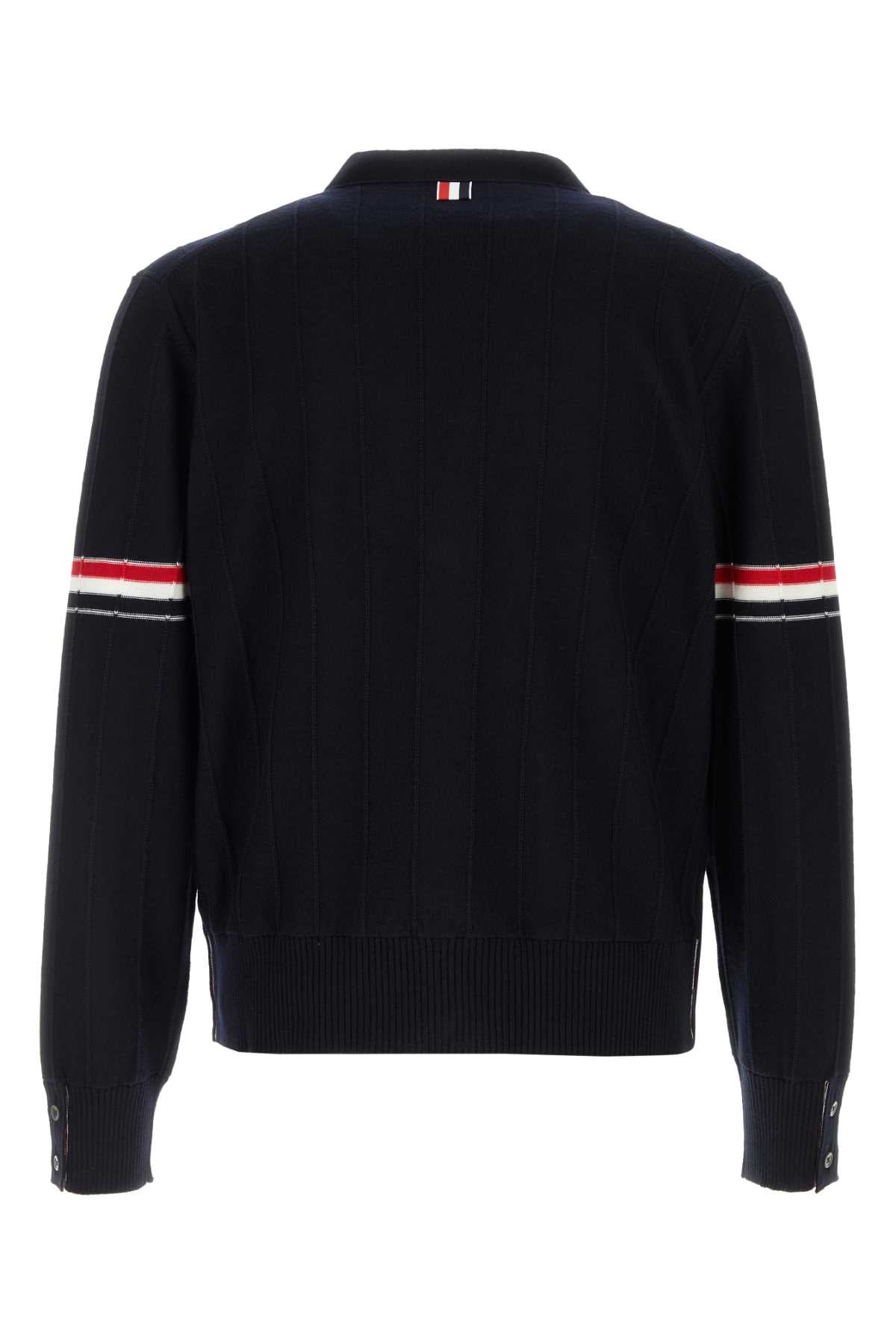 Thom Browne Men Dark Blue Wool Cardigan THOM BROWNE