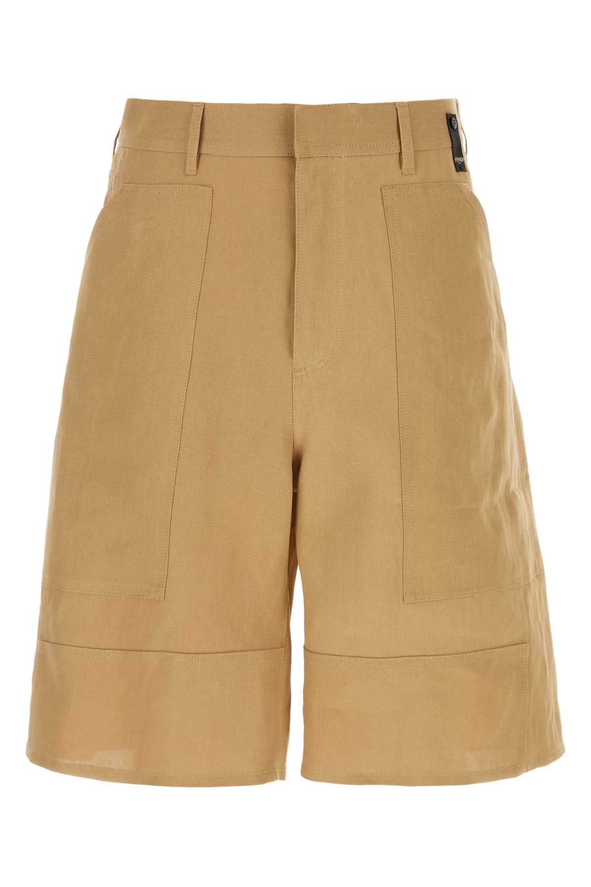 Fendi Men Camel Paper Bermuda Shorts FENDI