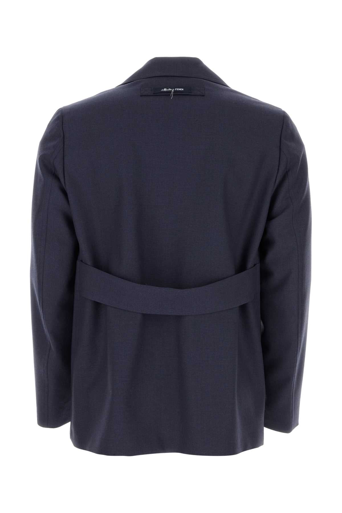 Fendi Men Blue Wool Blazer FENDI
