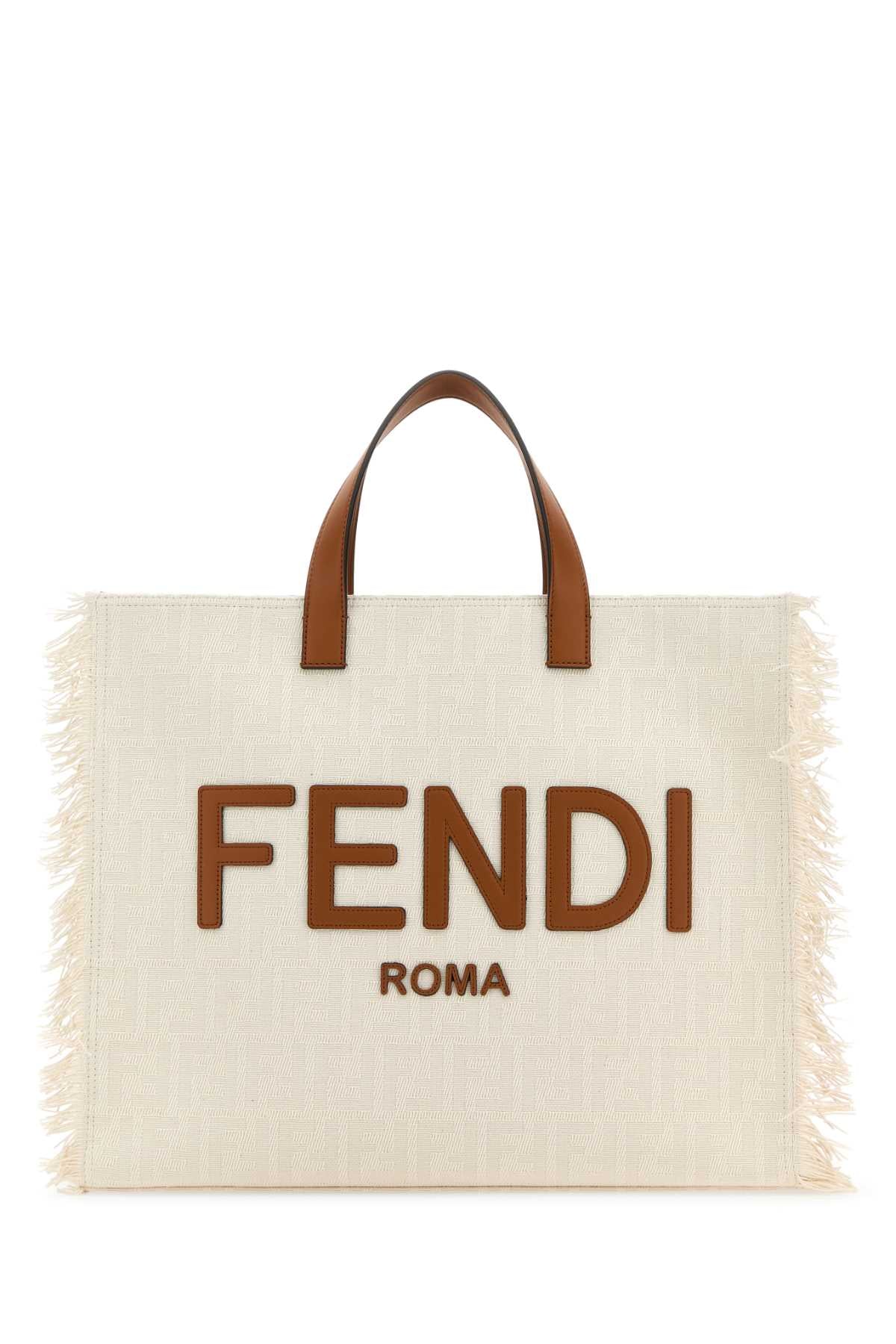 Fendi Men Embroidered Jacquard Ff Shopper Shopping Bag FENDI