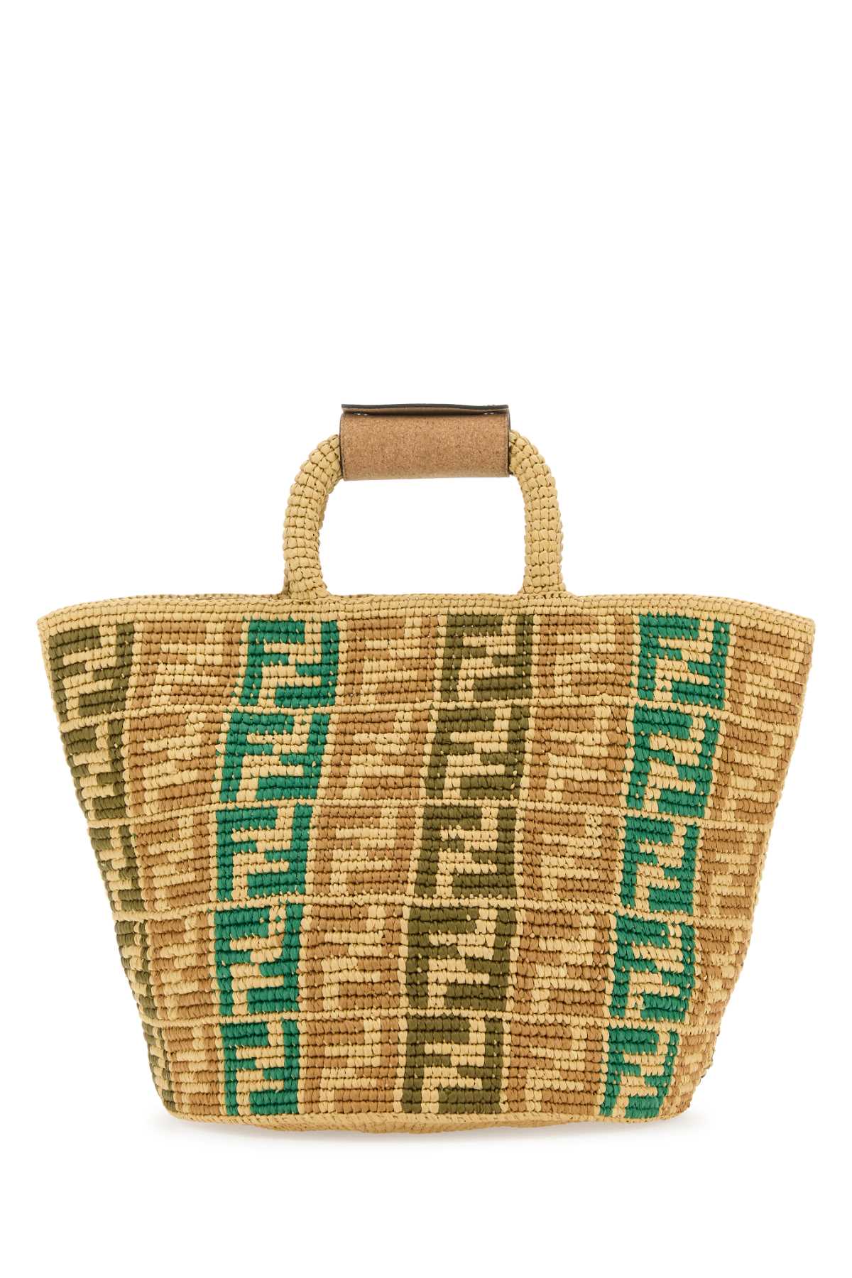 Fendi Men Embroidered Raffia Ff Shopper Shopping Bag FENDI