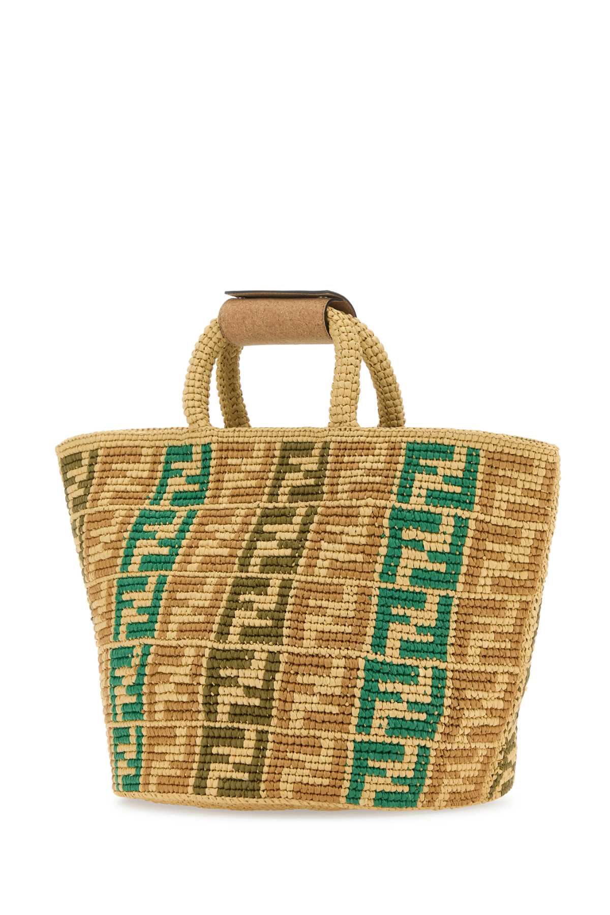 Fendi Men Embroidered Raffia Ff Shopper Shopping Bag FENDI