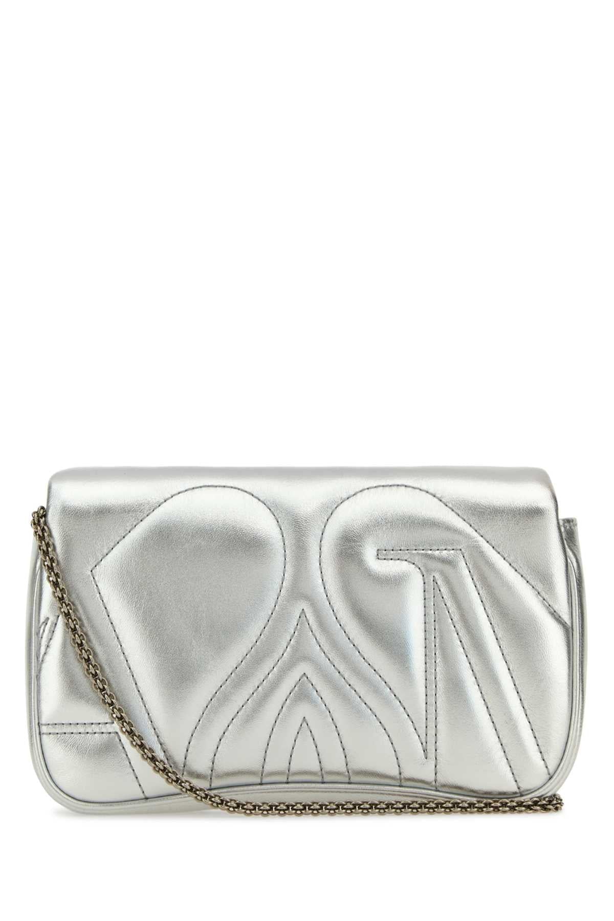 Alexander Mcqueen Women Silver Leather Mini Seal Clutch ALEXANDER MCQUEEN
