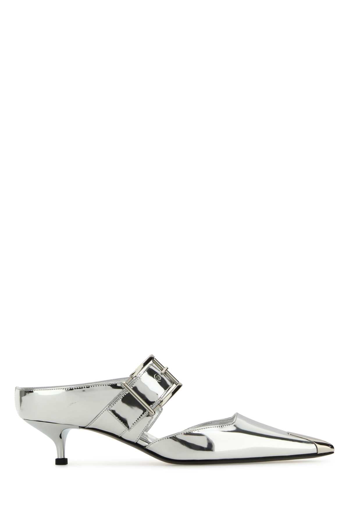 Alexander Mcqueen Women Silver Leather Punk Pumps ALEXANDER MCQUEEN