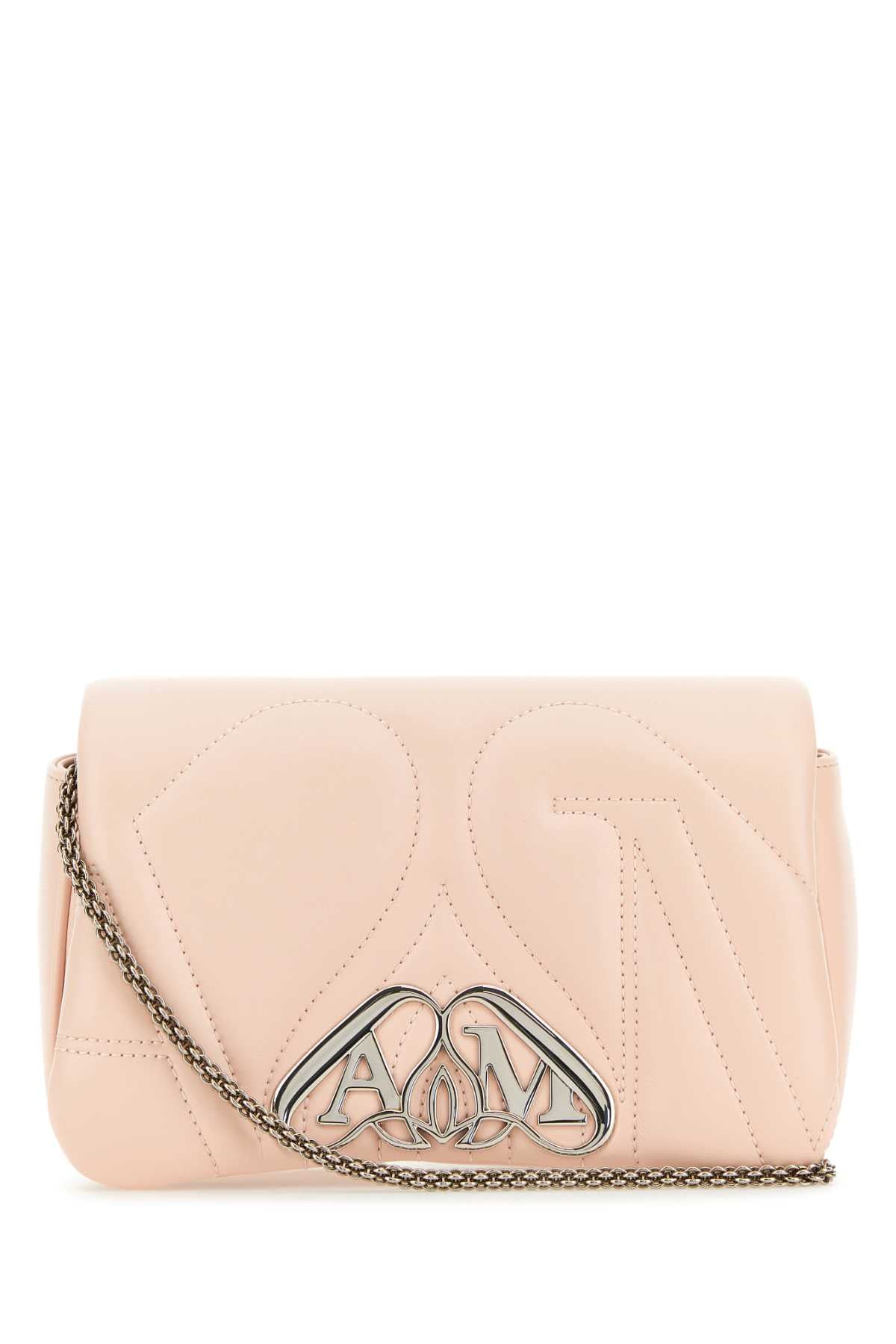 Alexander Mcqueen Women Pastel Pink Leather Mini Seal Clutch ALEXANDER MCQUEEN