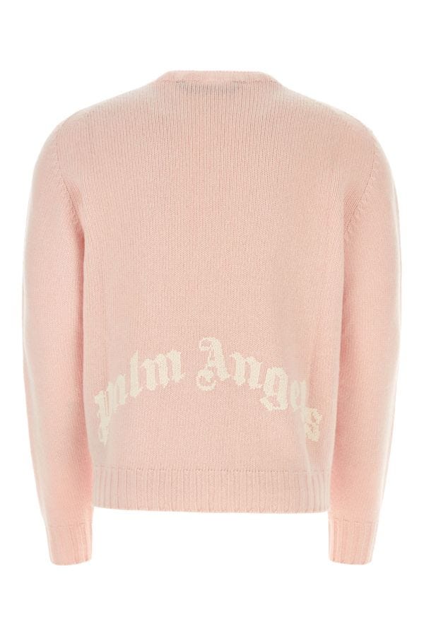 Palm Angels Man Pastel Pink Wool Blend Sweater