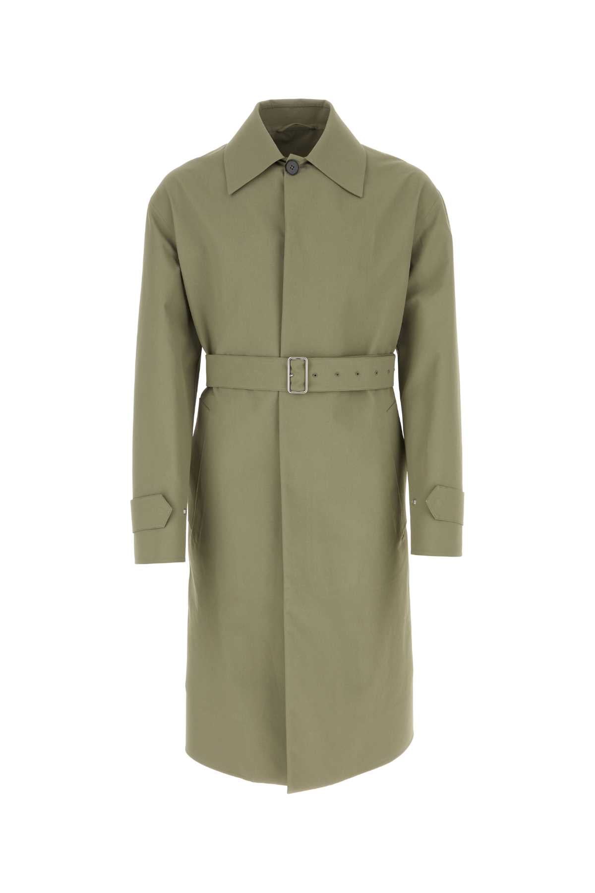 Jil Sander Men Army Green Cotton Trench Coat JIL SANDER