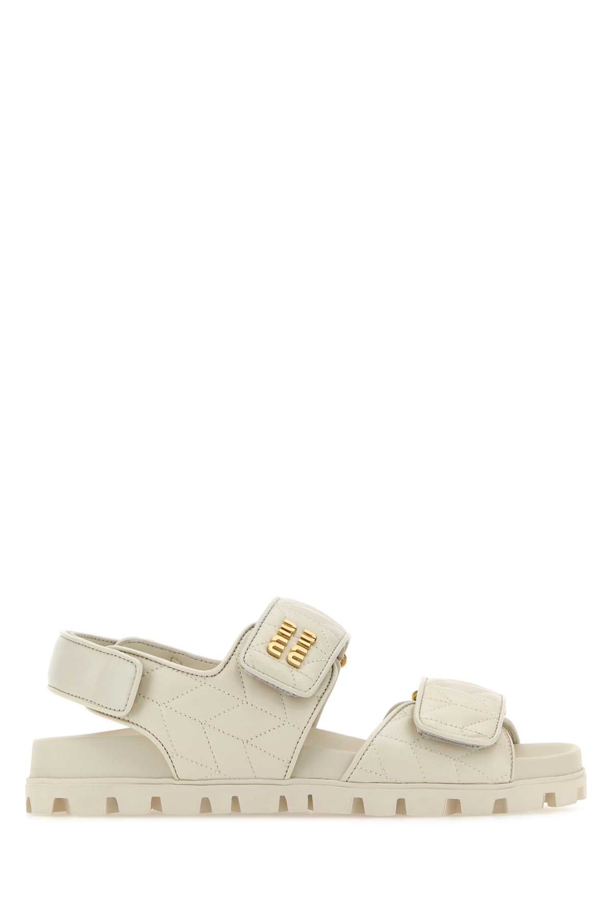 Miu Miu Women White Nappa Leather Sandals MIU MIU