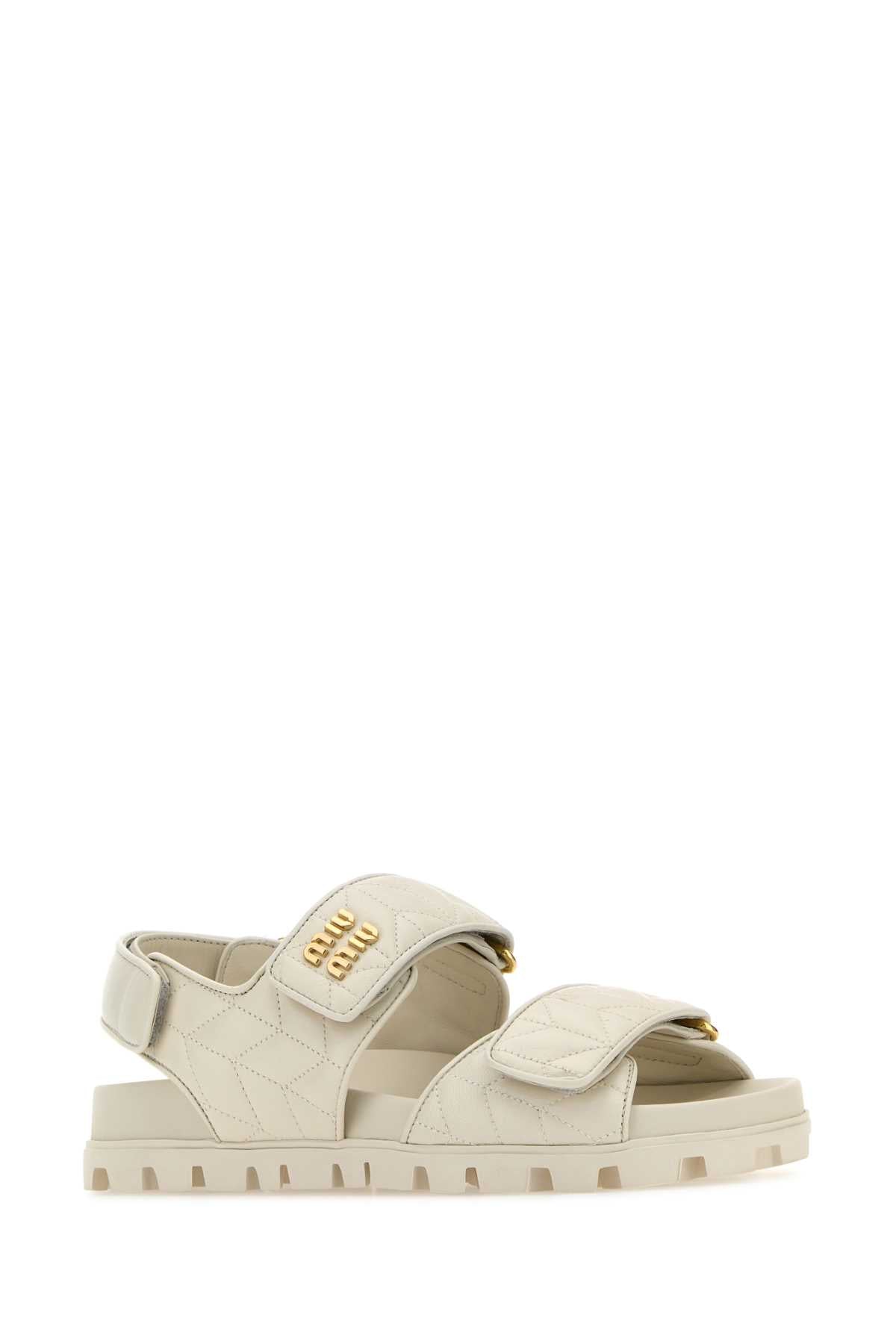 Miu Miu Women White Nappa Leather Sandals MIU MIU