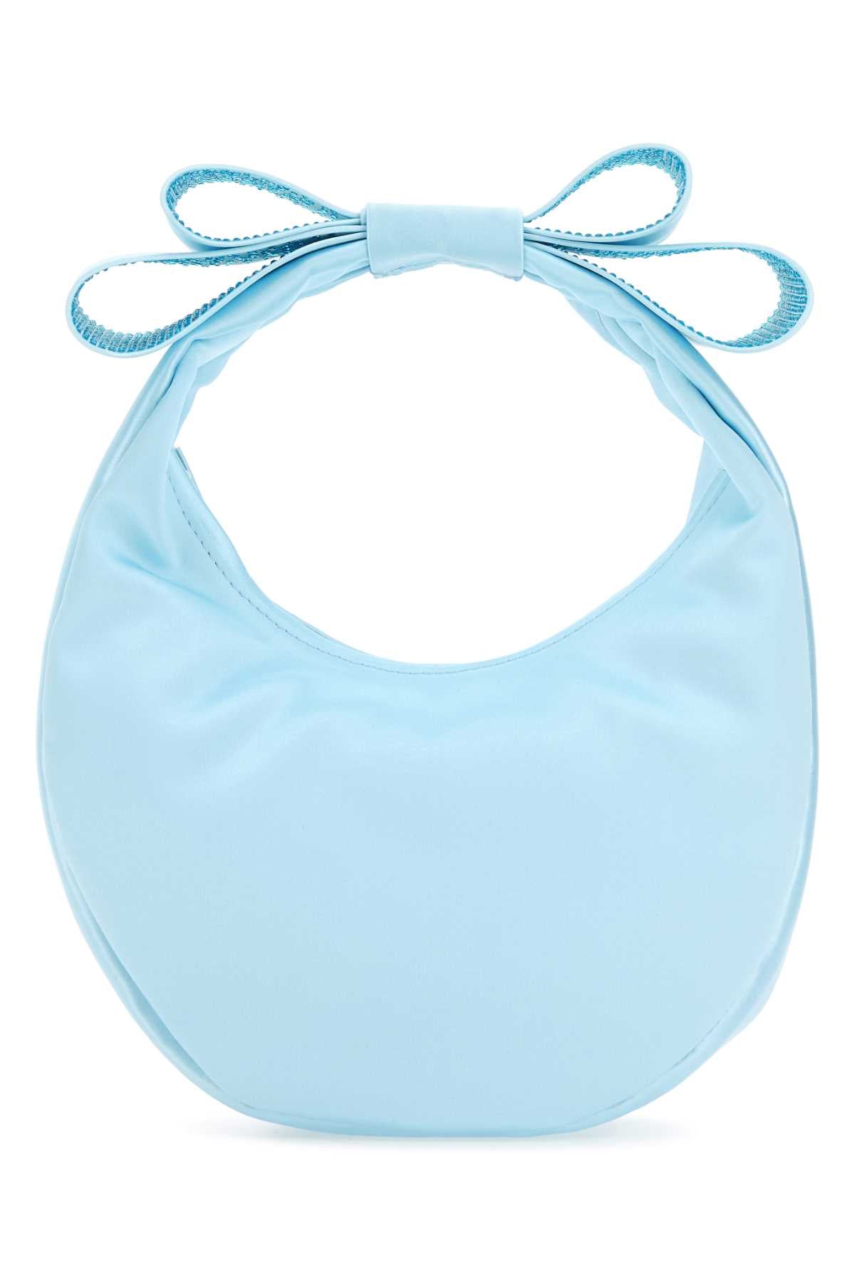 Mach&Mach Women Pastel Light-Blue Satin Small Cadeau Handbag MACH & MACH
