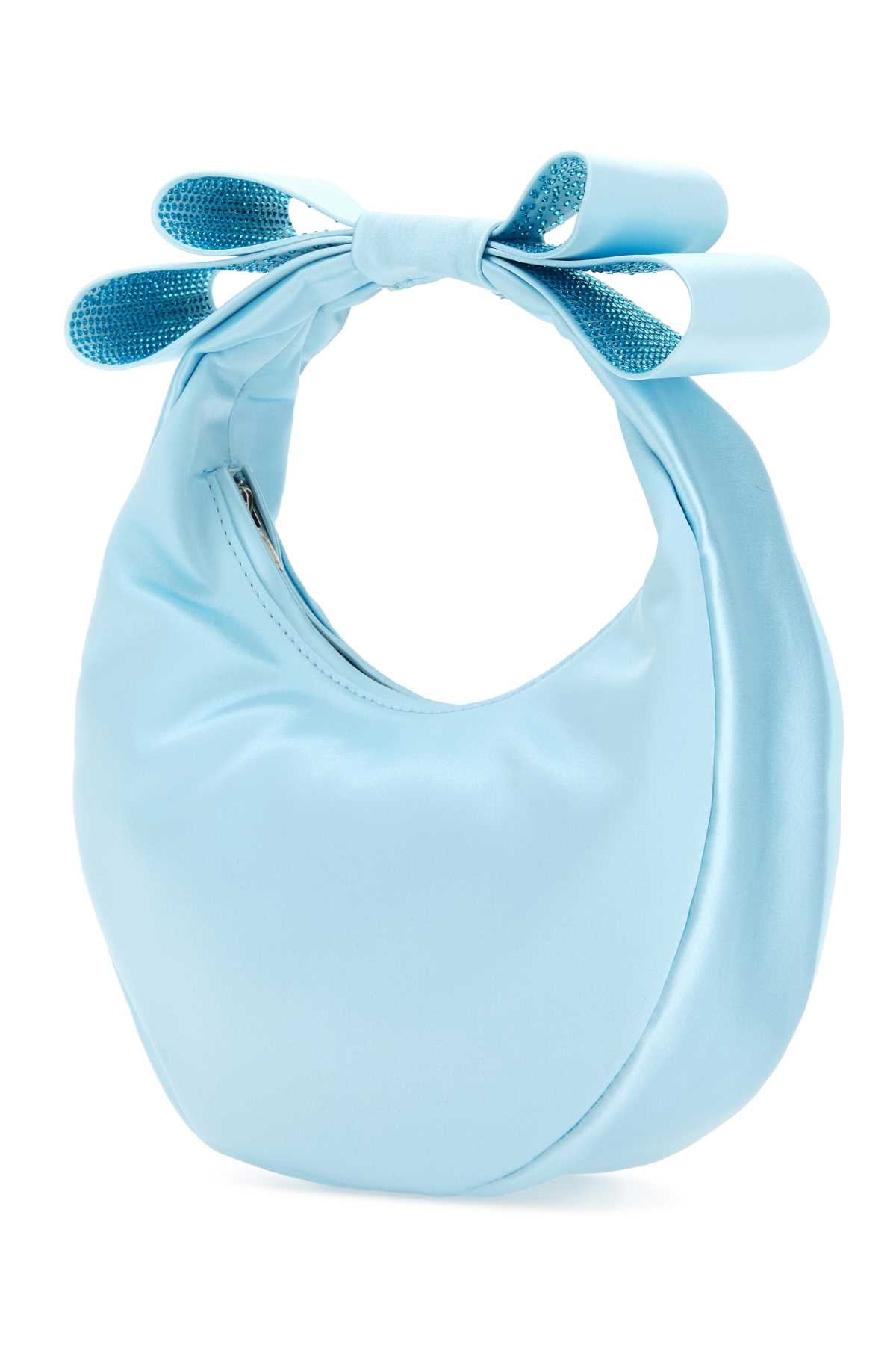 Mach&Mach Women Pastel Light-Blue Satin Small Cadeau Handbag MACH & MACH
