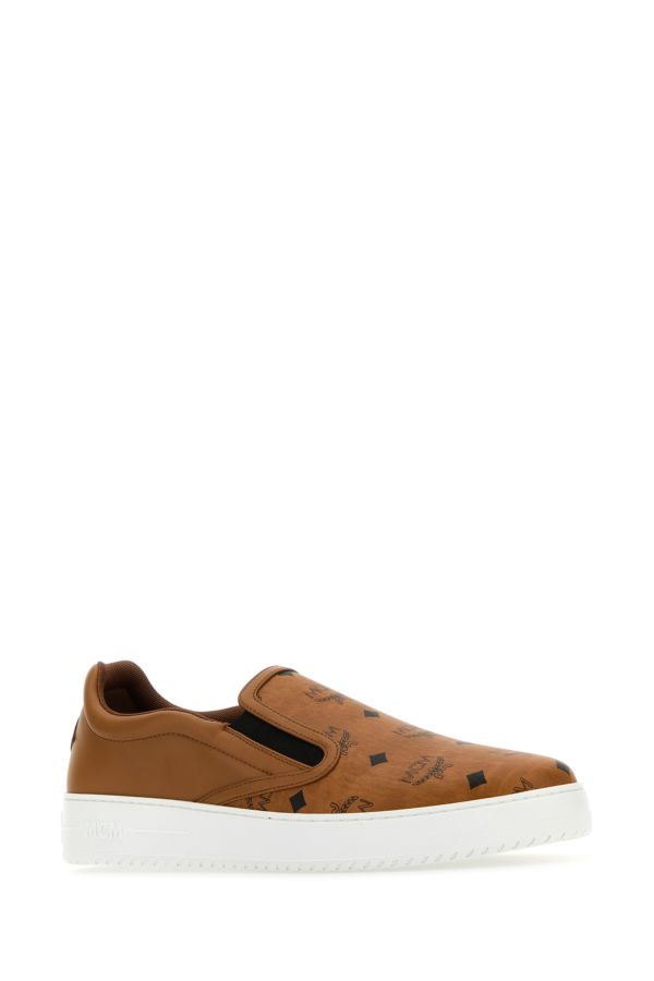 Mcm Woman Caramel Canvas And Leather Terrain Slip Ons