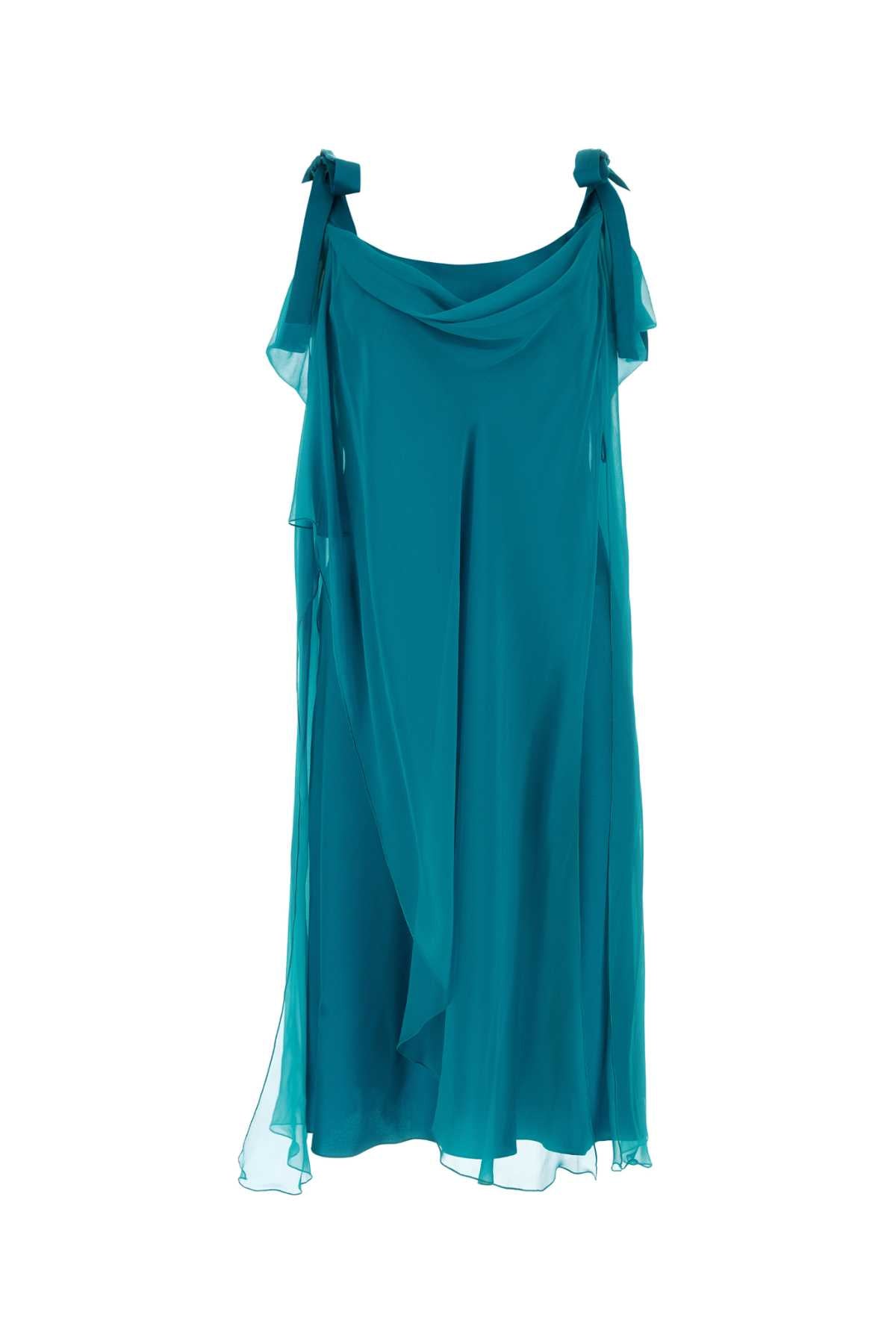 Alberta Ferretti Women Teal Green Silk Dress ALBERTA FERRETTI