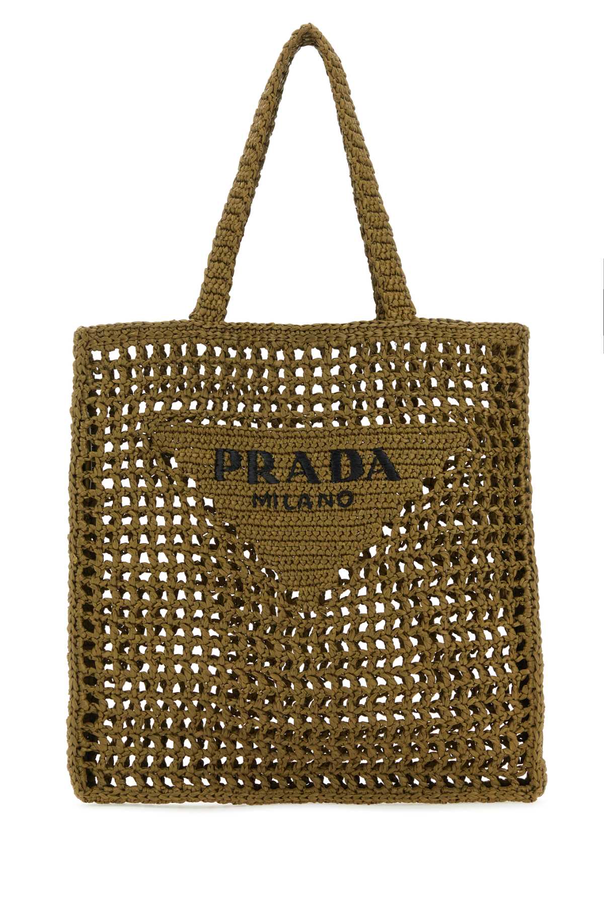 Prada Women Khaki Raffia Shopping Bag PRADA