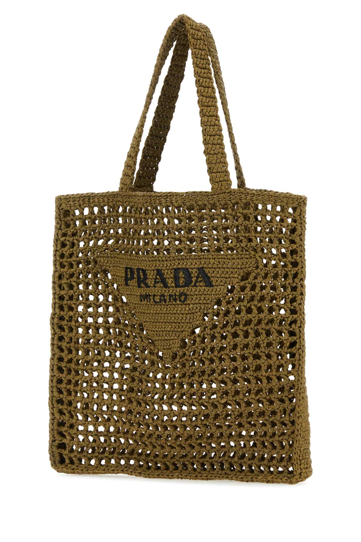 Prada Women Khaki Raffia Shopping Bag PRADA
