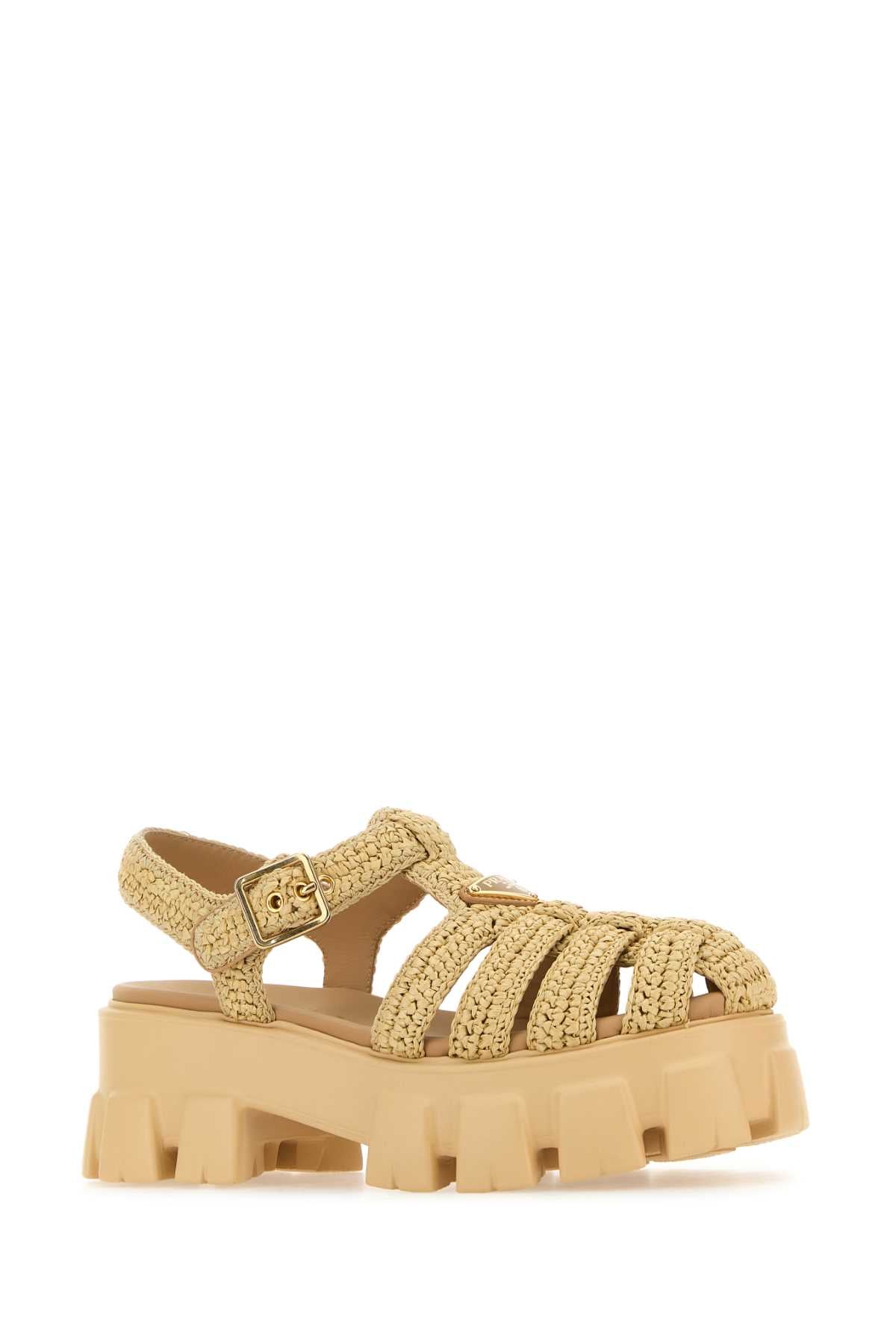 Prada Women Raffia Monolith Sandals PRADA