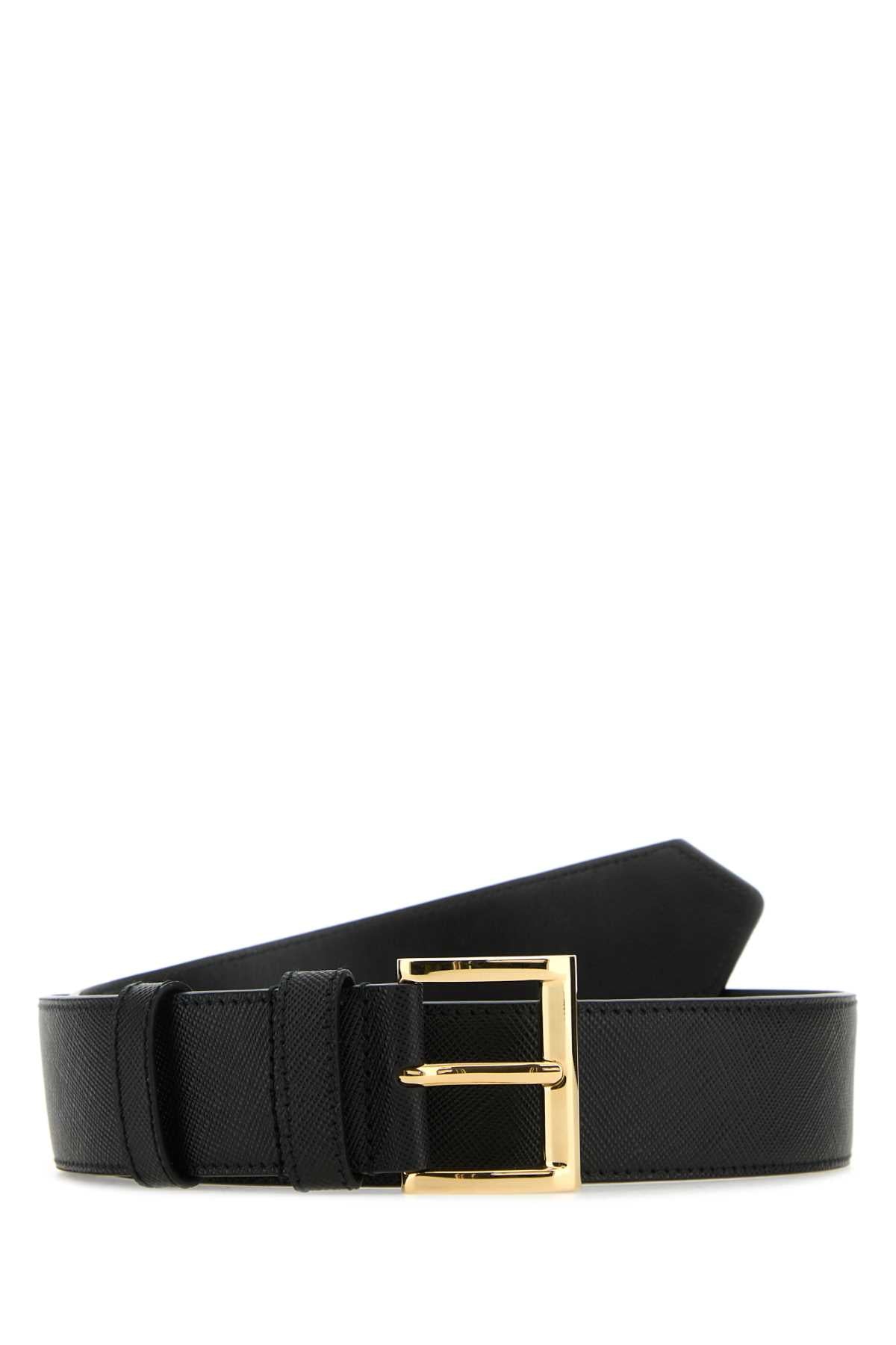 Prada Women Black Leather Belt PRADA