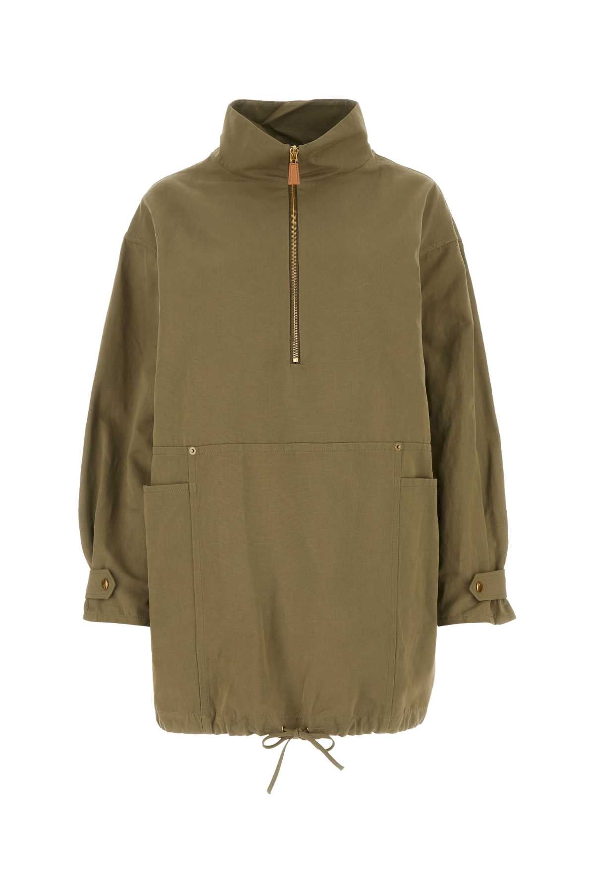 Prada Women Army Green Cotton Blend Dress PRADA