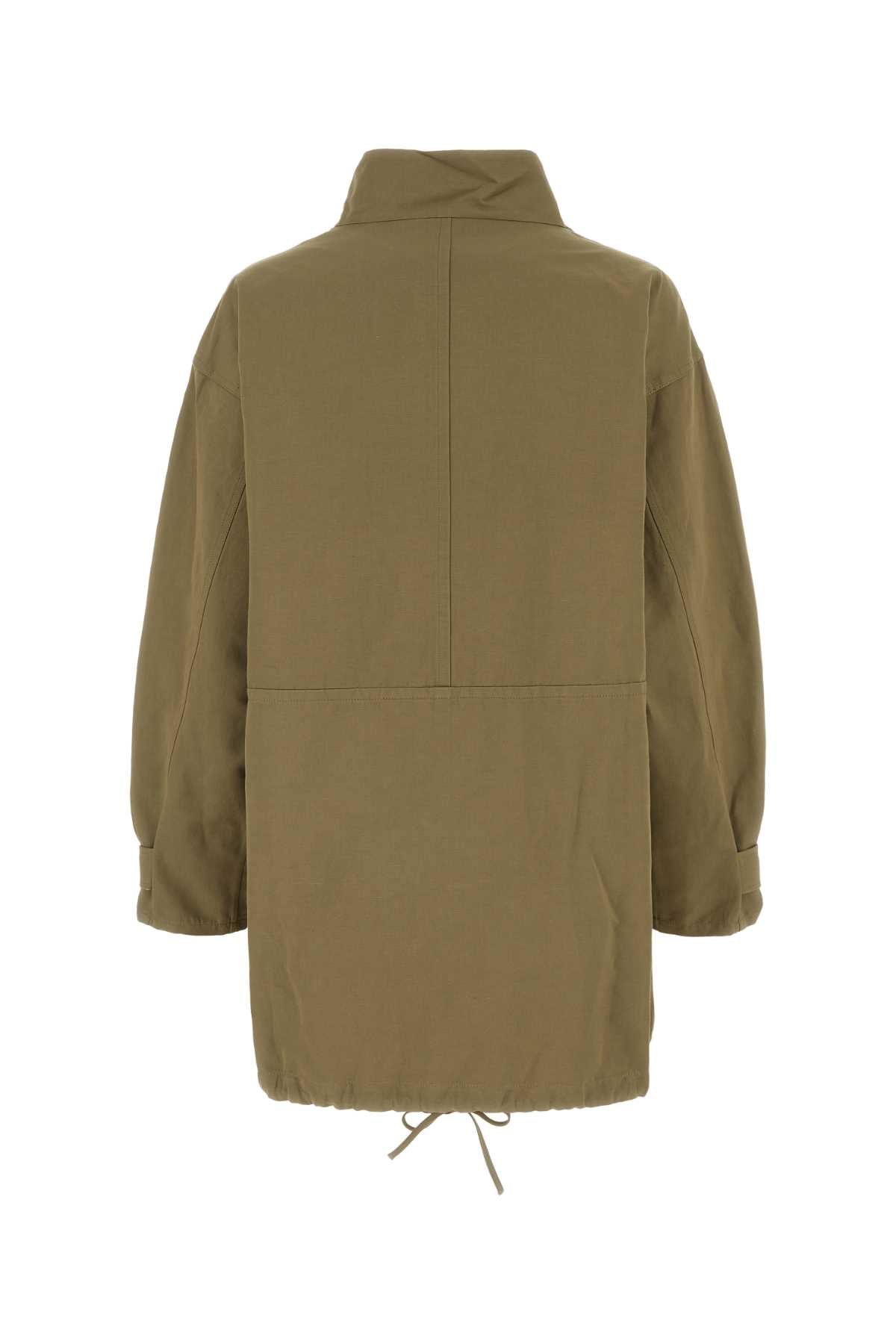 Prada Women Army Green Cotton Blend Dress PRADA