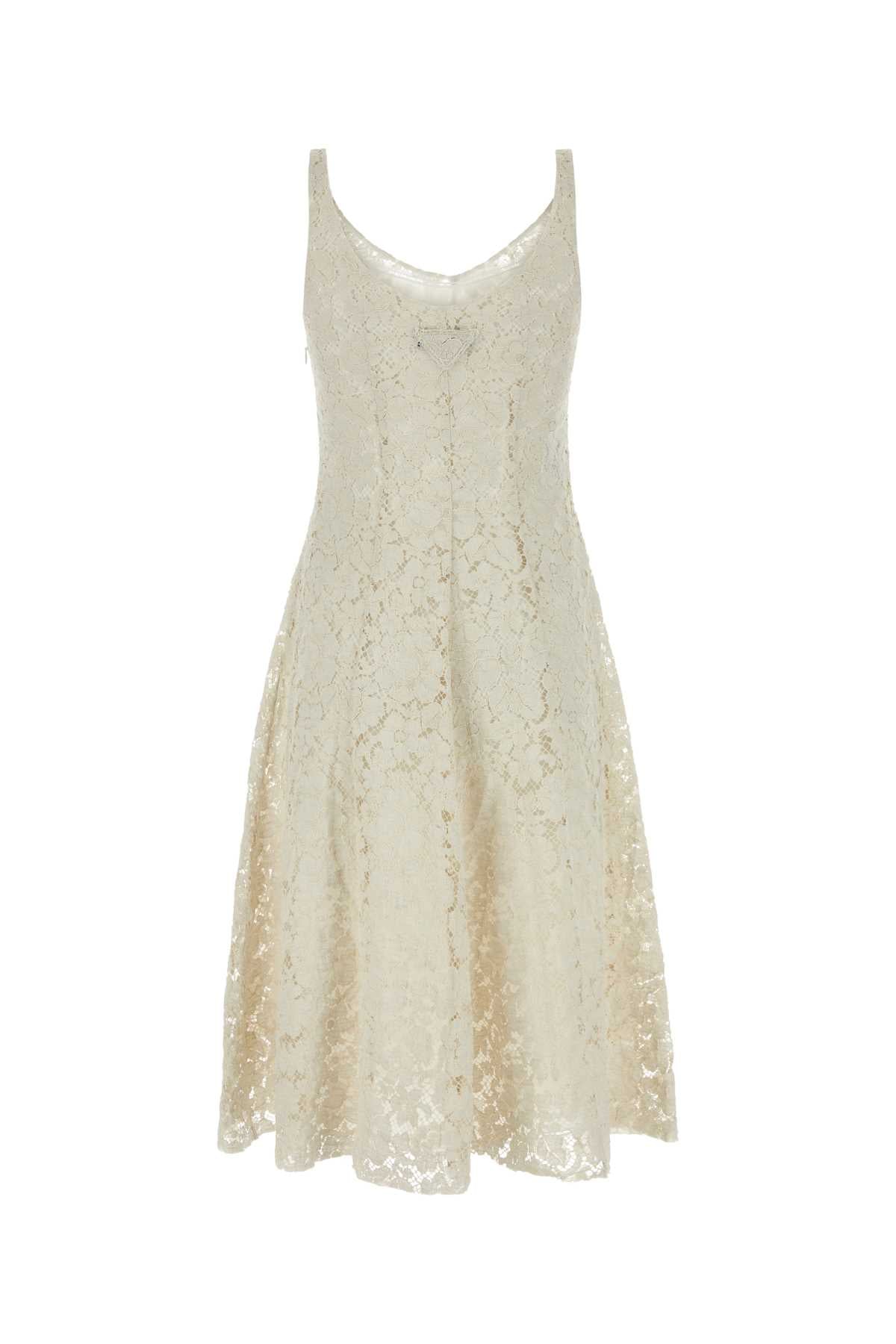 Prada Women Ivory Lace Dress PRADA