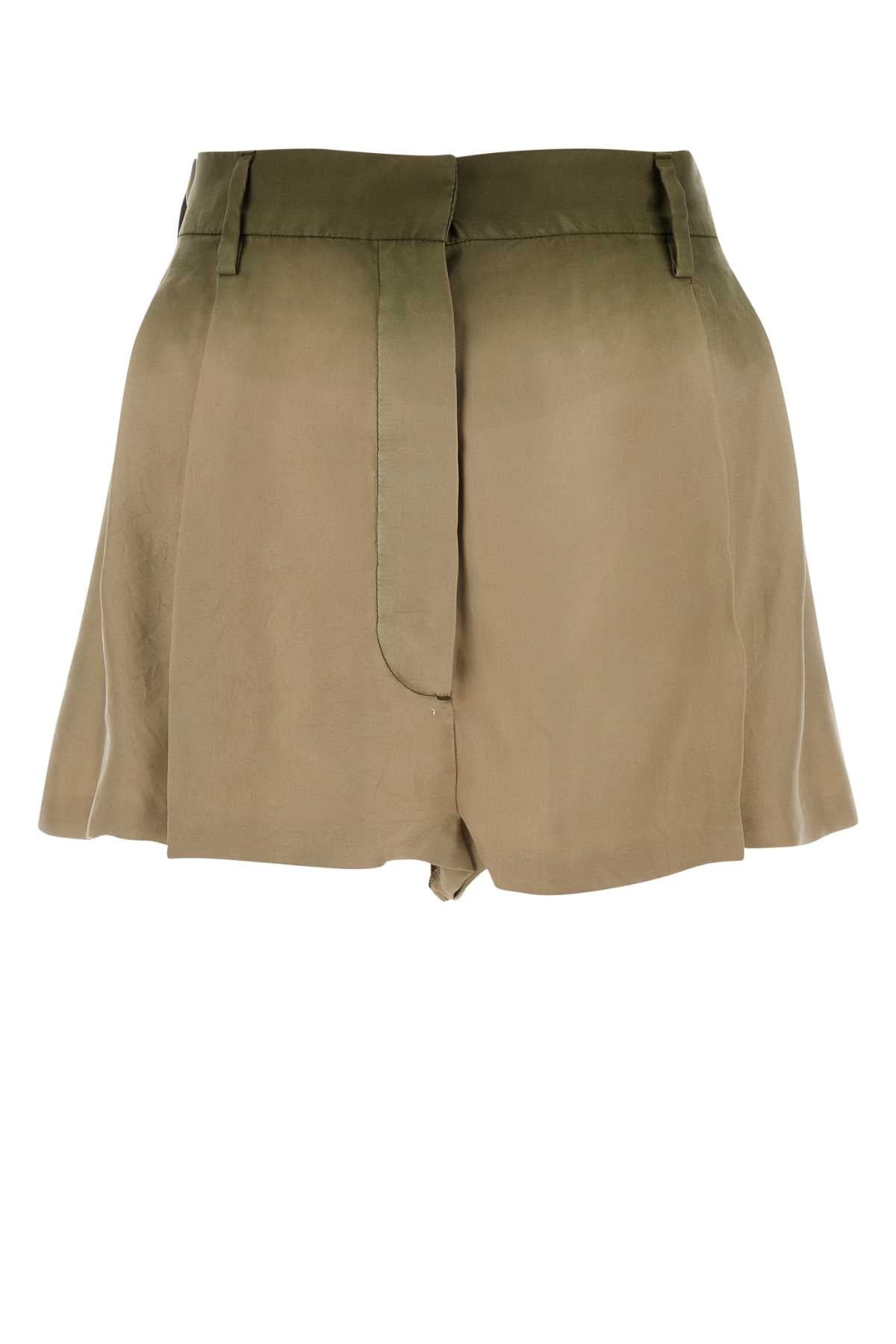 Prada Women Sage Green Silk Shorts PRADA