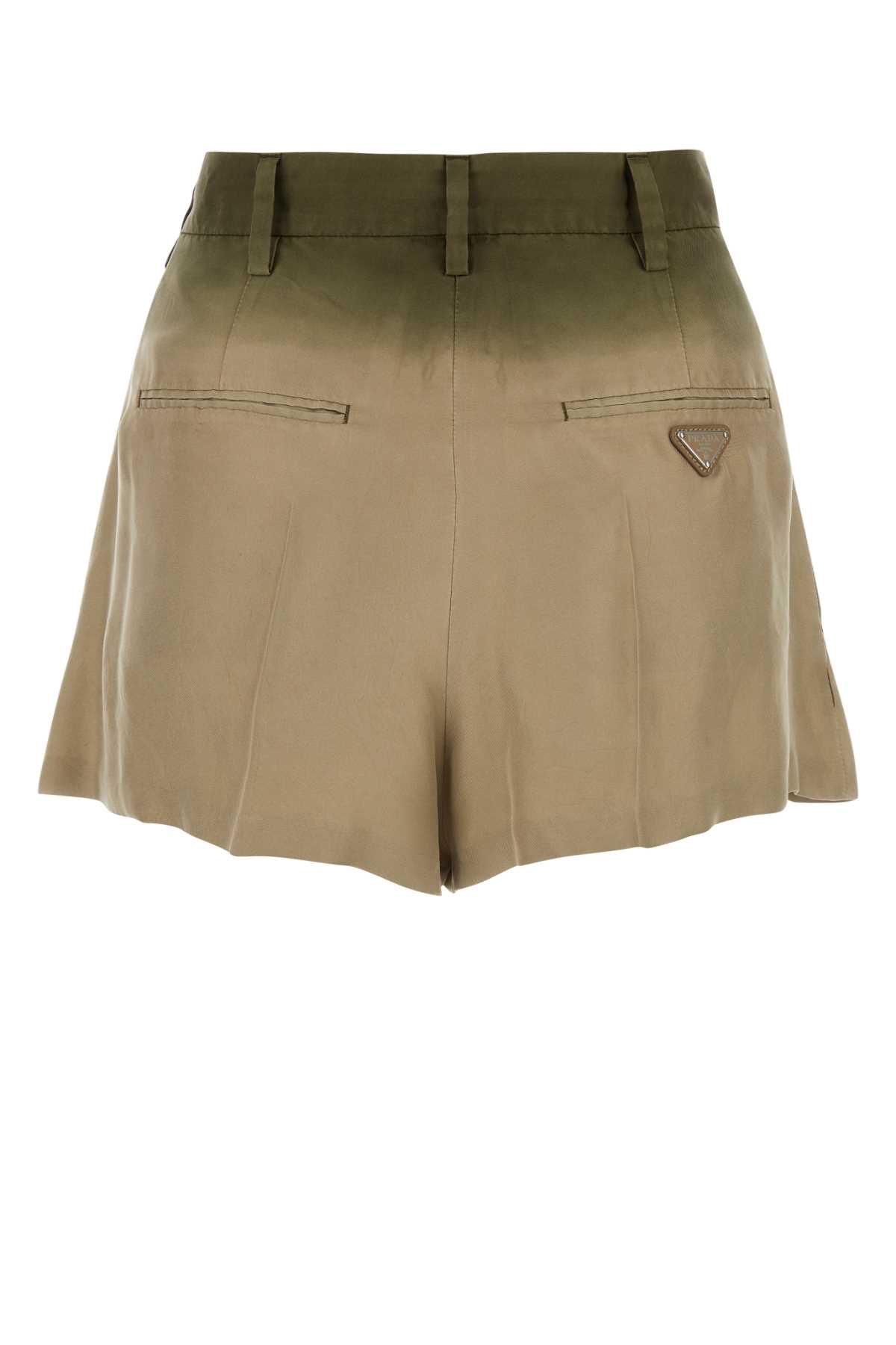 Prada Women Sage Green Silk Shorts PRADA