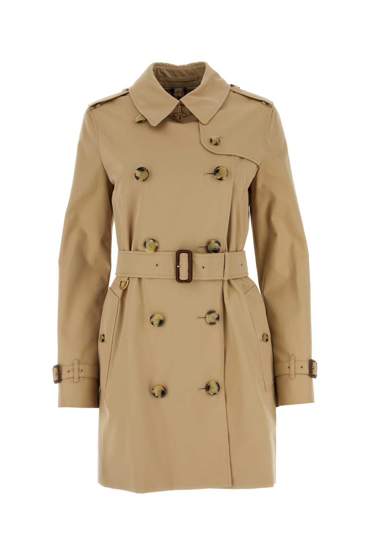 Burberry Women Beige Gabardine Trench Coat BURBERRY