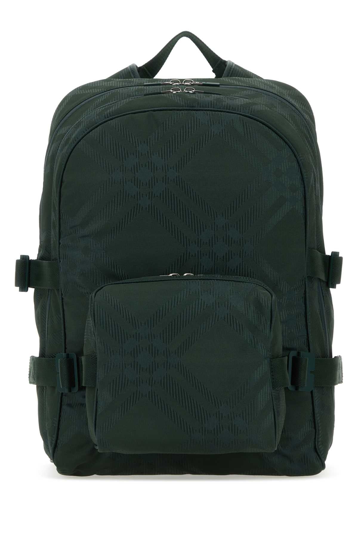 Burberry Men Bottle Green Nylon Blend Check Backpack BURBERRY