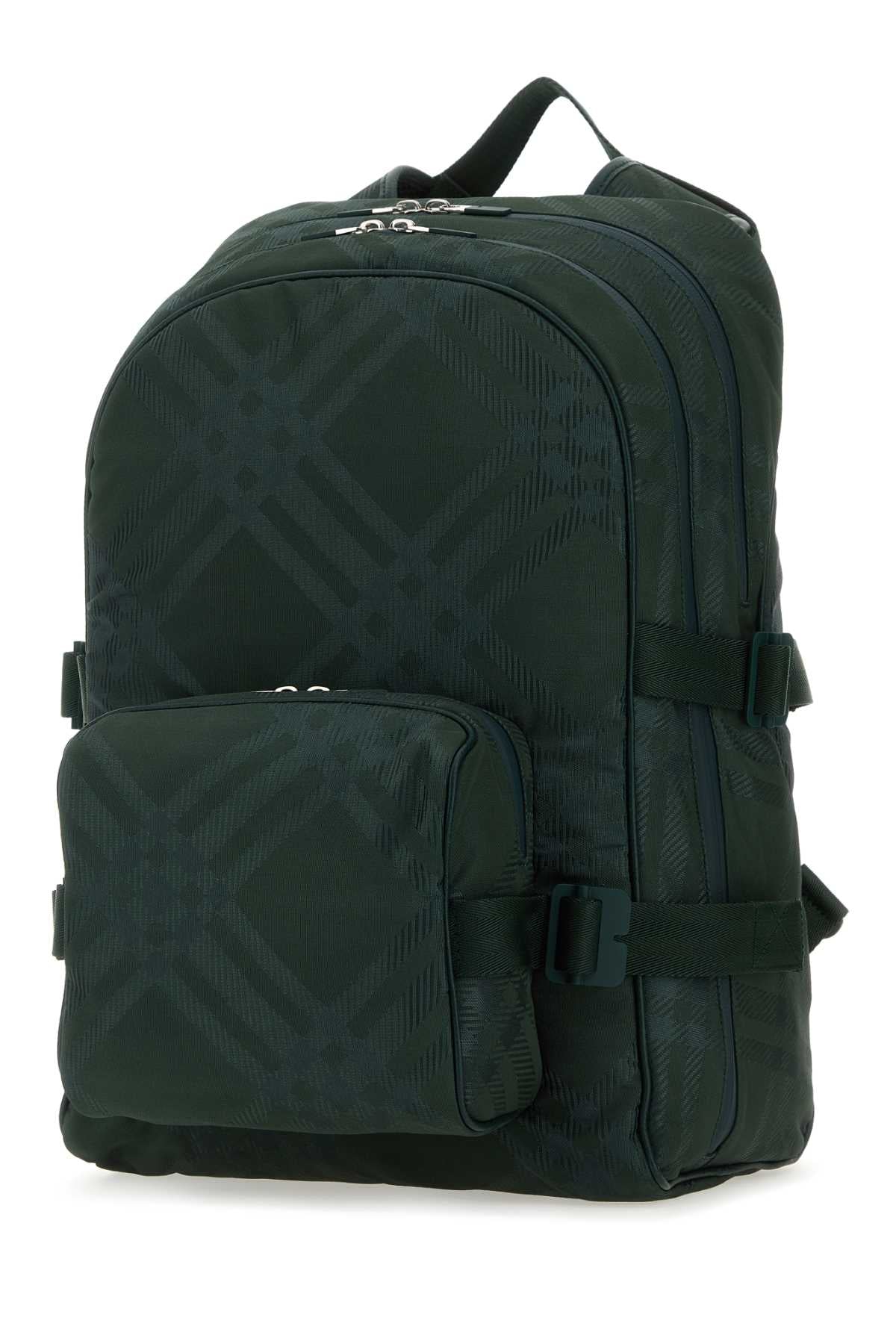 Burberry Men Bottle Green Nylon Blend Check Backpack BURBERRY