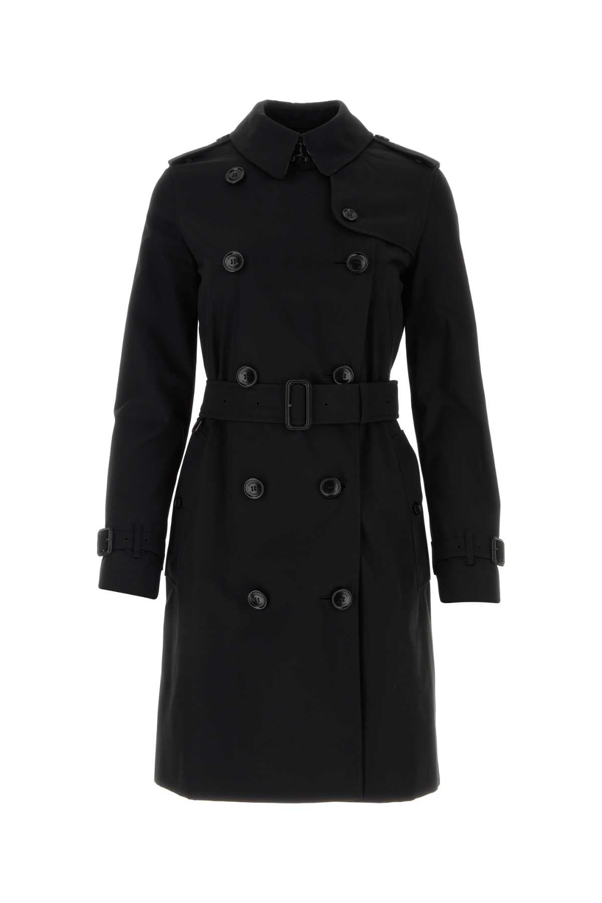 Burberry Women Black Gabardine Trench Coat BURBERRY