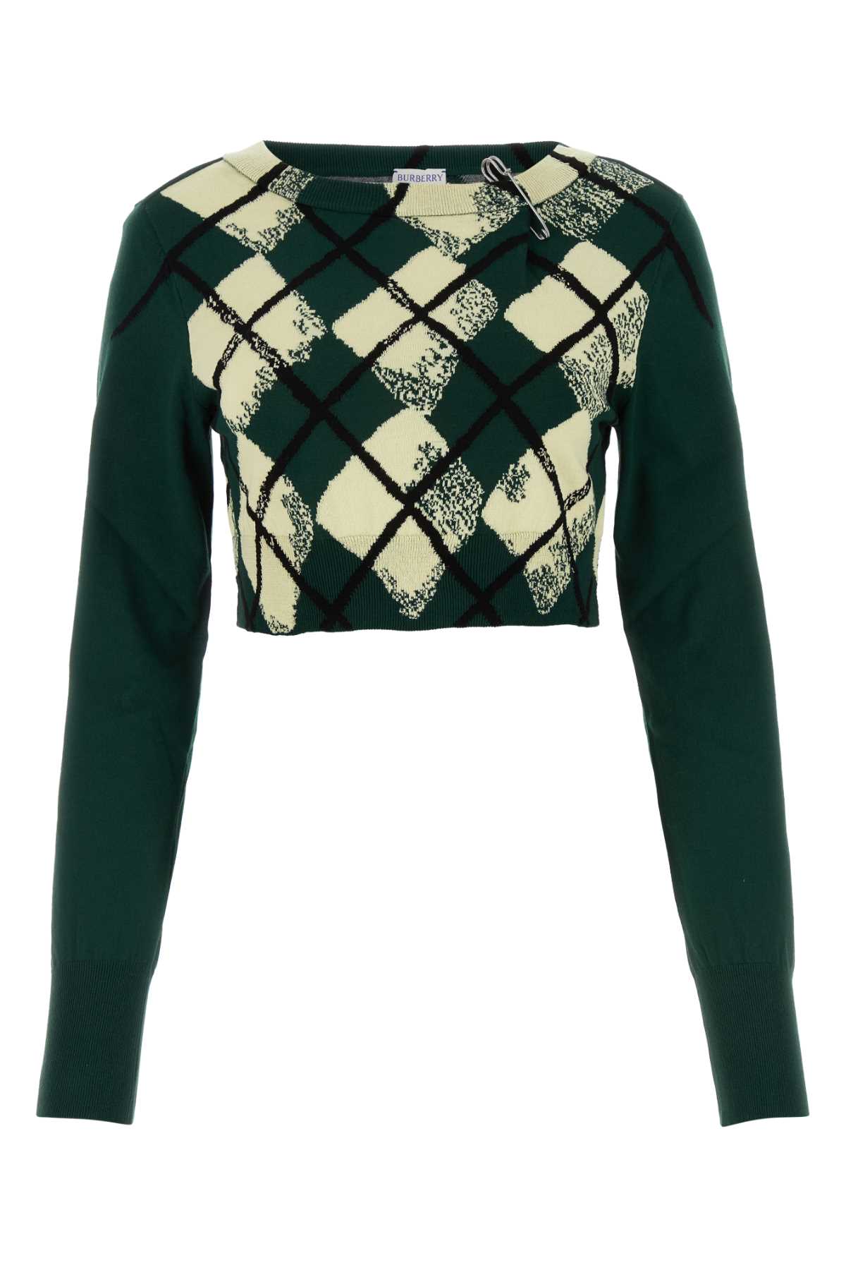 Burberry Women Bottle Green Cotton Sweater BURBERRY