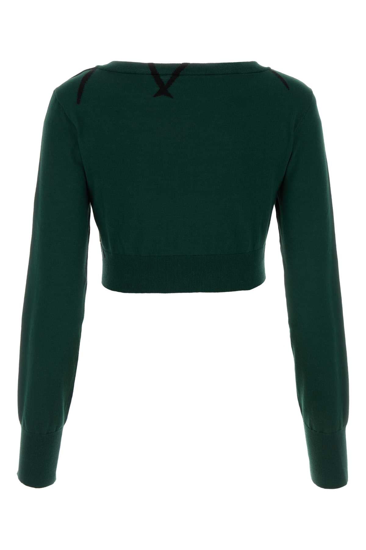 Burberry Women Bottle Green Cotton Sweater BURBERRY