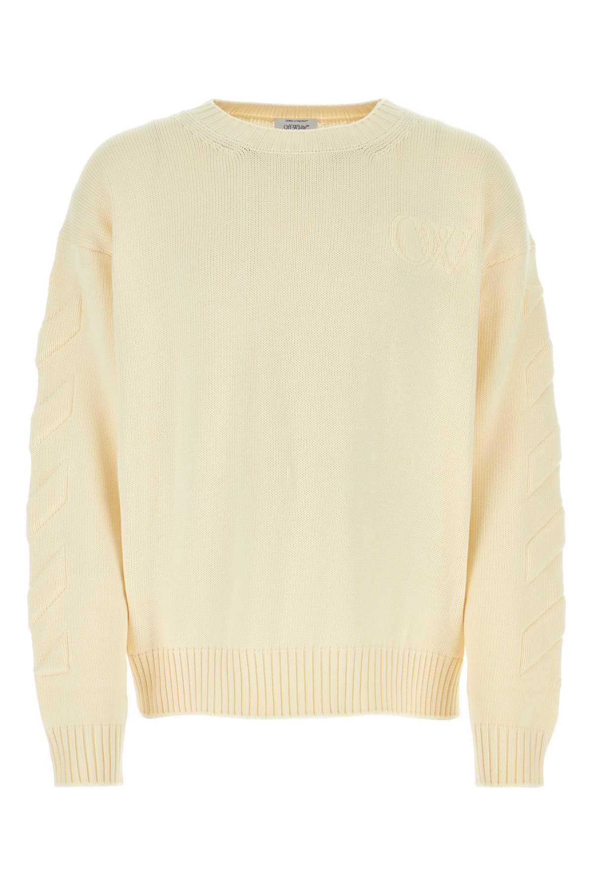 Off White Men Ivory Stretch Cotton Blend Oversize Sweater OFF-WHITE