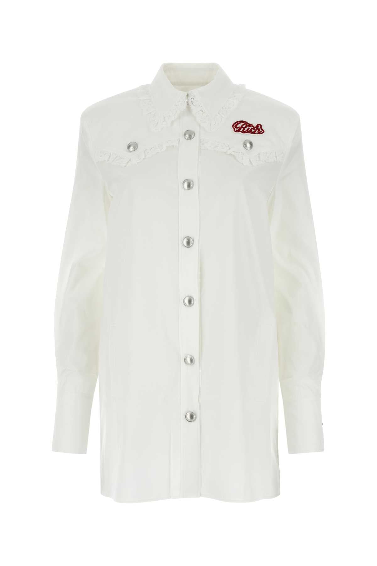 Alessandra Rich Women White Poplin Shirt Dress ALESSANDRA RICH
