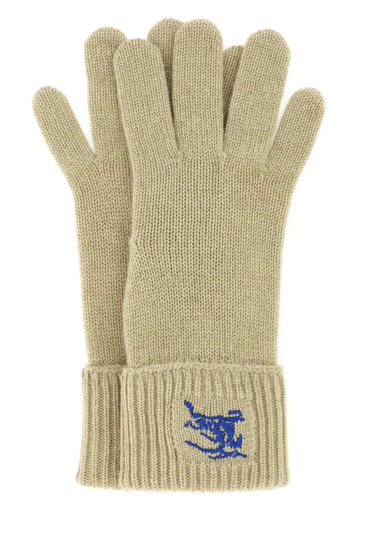 Burberry Women Khaki Cashmere Blend Gloves BURBERRY