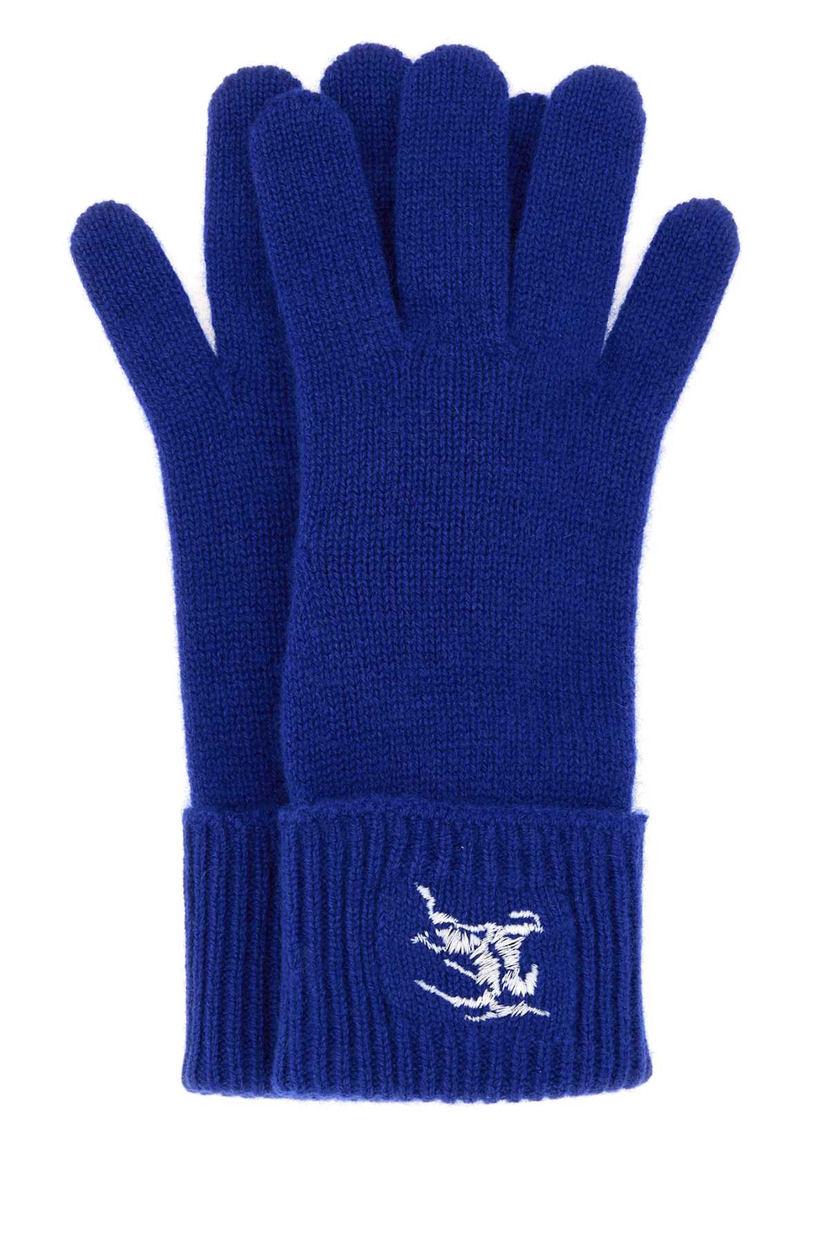 Burberry Women Electric Blue Cashmere Blend Gloves BURBERRY