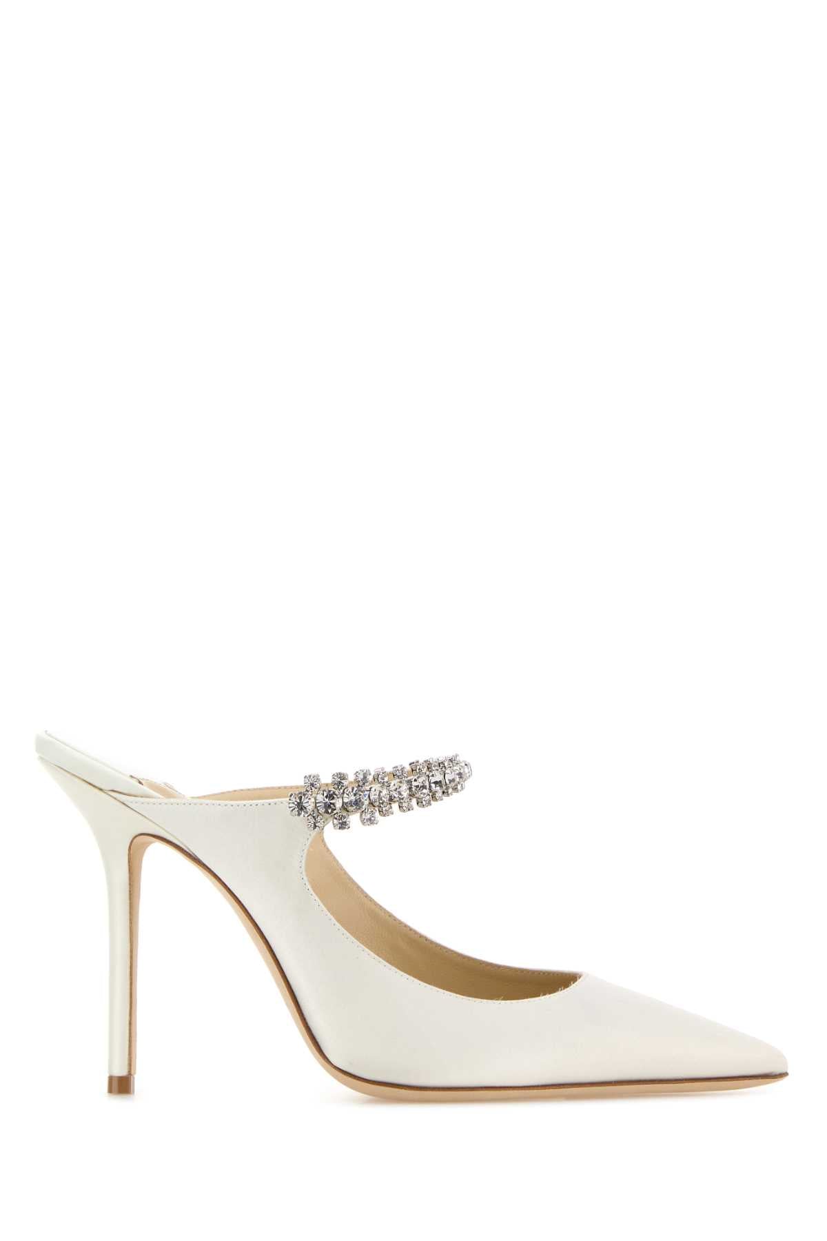 Jimmy Choo Women White Satin Bing 100 Mules JIMMY CHOO