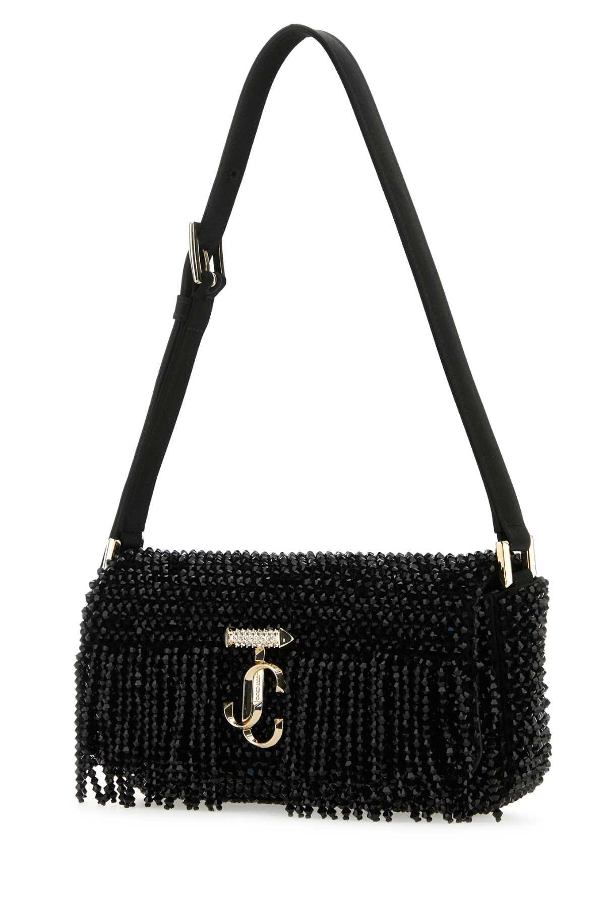 Jimmy Choo Women Black Satin Mini Avenue Shoulder Bag JIMMY CHOO