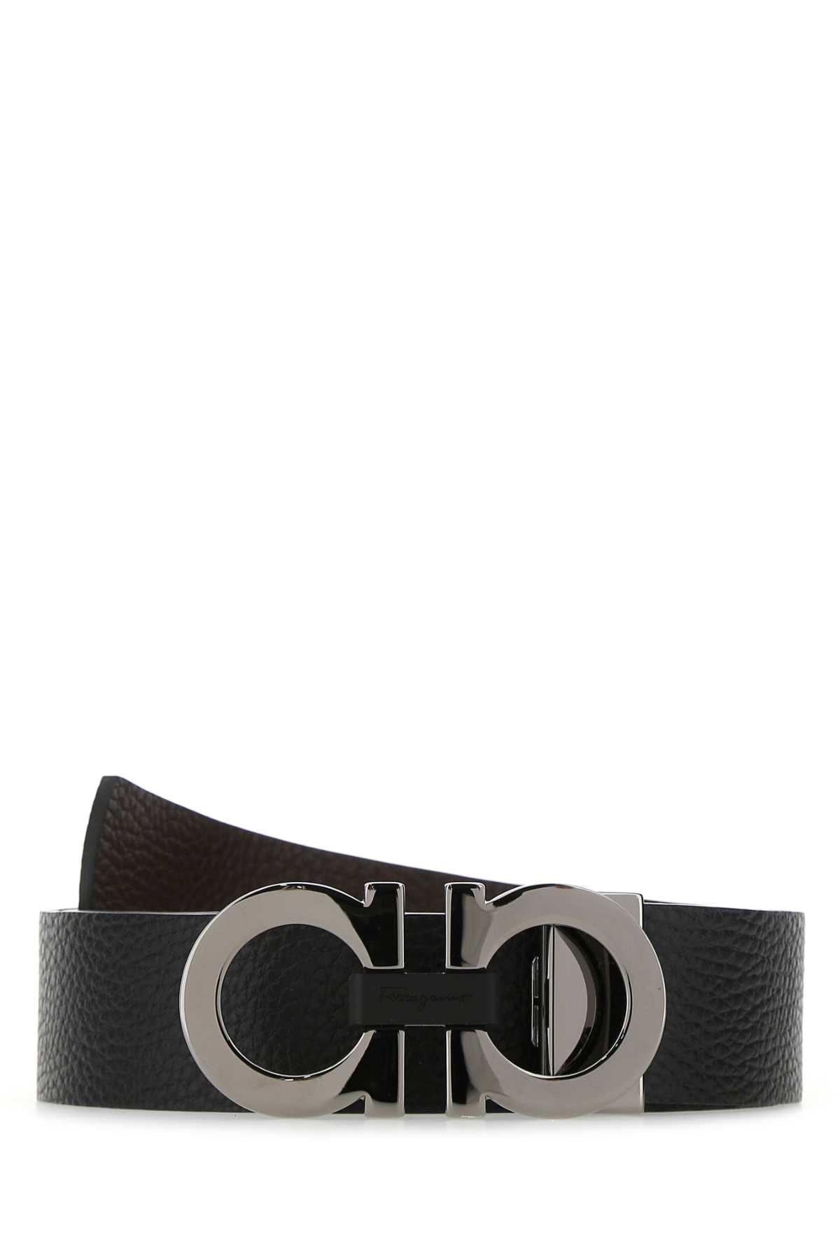 Salvatore Ferragamo Men Black Leather Reversible Belt FERRAGAMO